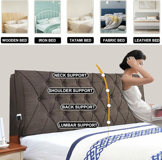 Blue,Paste/61x23x4In,Rectangular Headboard Cushion Bedside Pillow Bed Backrest Wall Mounted Headboard,Solid Color Double Support Upholstered Sofa Bed Bunk Bed Pillow