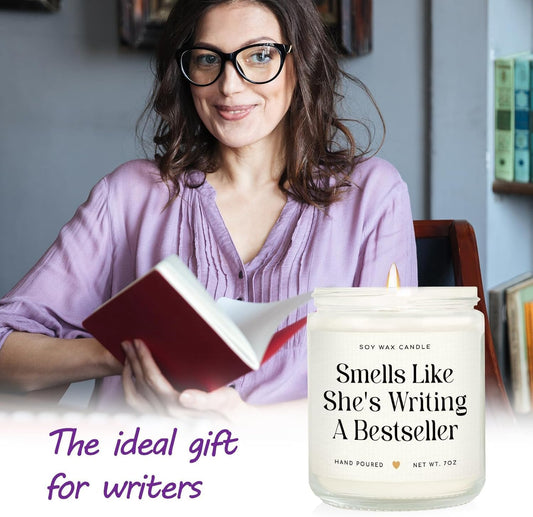SteadStyle Writer Gifts for Women - Creative Future Author Gifts for Writers, Cool Presents for Book Novelist Screenwriter Writing Enthusiasts Author Inspiration Lavender Scented Soy Wax Candles 7oz