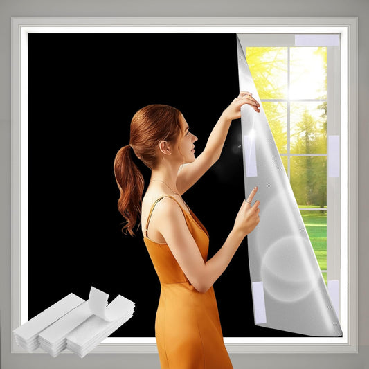 100% Blackout Curtains for Bedroom 57x118 inch,Portable Removable No Drill Blackout Shades,Cuttable Temporary Black Out Window Cover,Black Out Blinds for Nursery,Dorm,Travel,RV or Renter Use