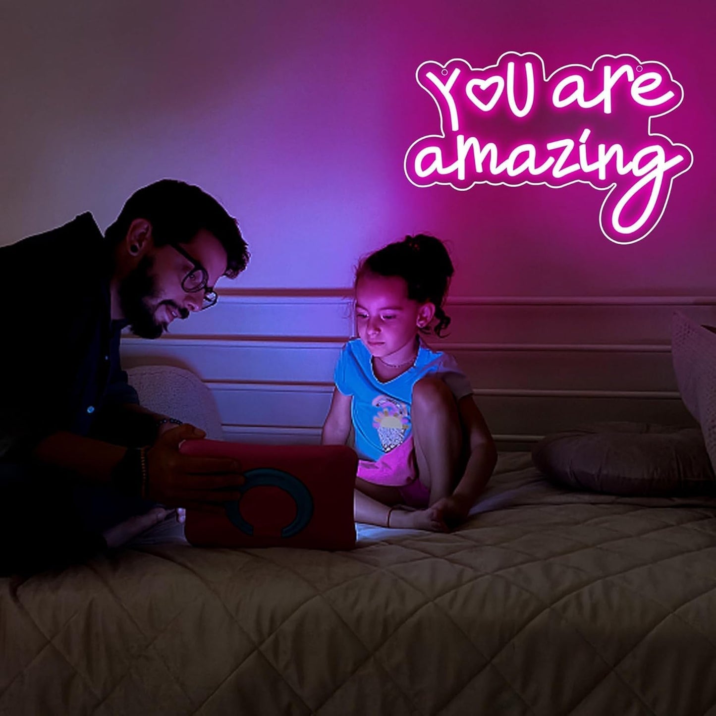 Pink You Are Amazing Neon Signs for Wall Decor,Amazing Led Neon for Girls Bedroom Wall Decor,Girls Light Up Sign for Birthday Wedding Party,Valentines Day Decor,Size 13.8 * 9.1 Inches（JTLD100）