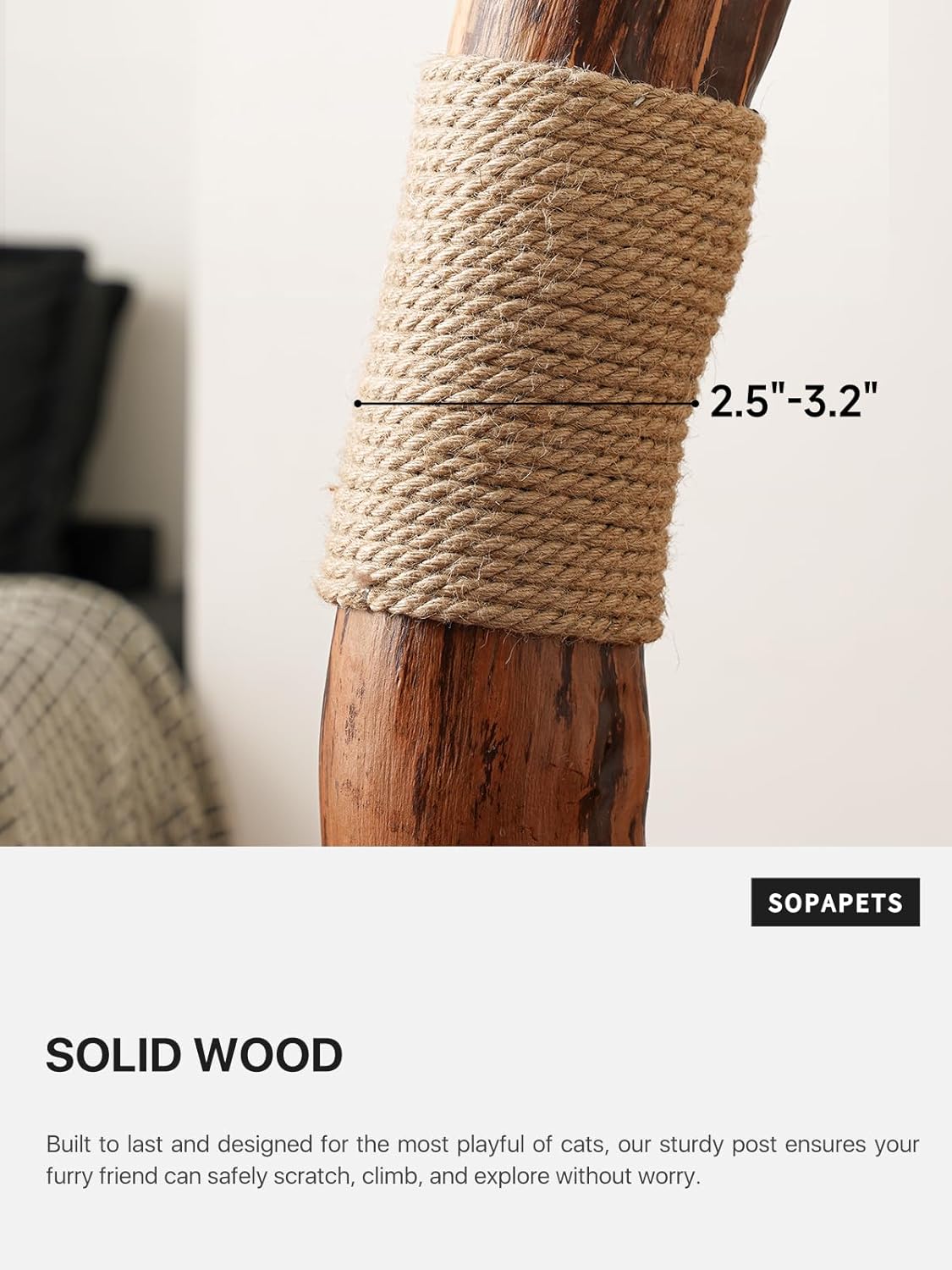 40 Inch Tall Modern Solid Wood Cat Tree Tower for Indoor Cats Large Adult, Sturdy Heavy-Duty Cat Condo with Scratching Post, Perch, Scratcher, Platform, Cozy Hideaway