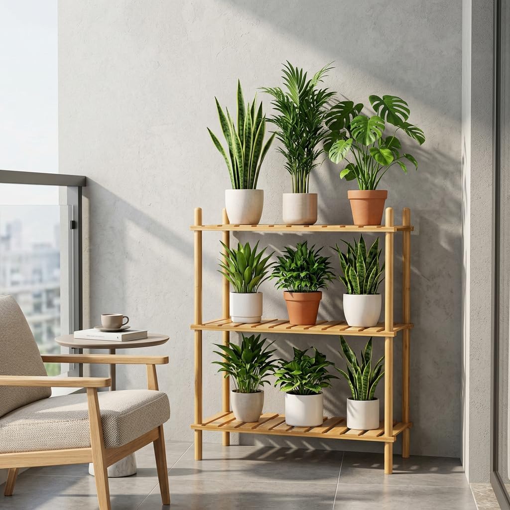 3-Tier Expandable Bamboo Bookshelves and Bookcases,Heavy-Duty, Tool-Free, 31.8"Tall Shallow Book Shelf Organizer Rack, Freestanding Storage Shelving Unit for Living Room, Kitchen, Bathroom, Office