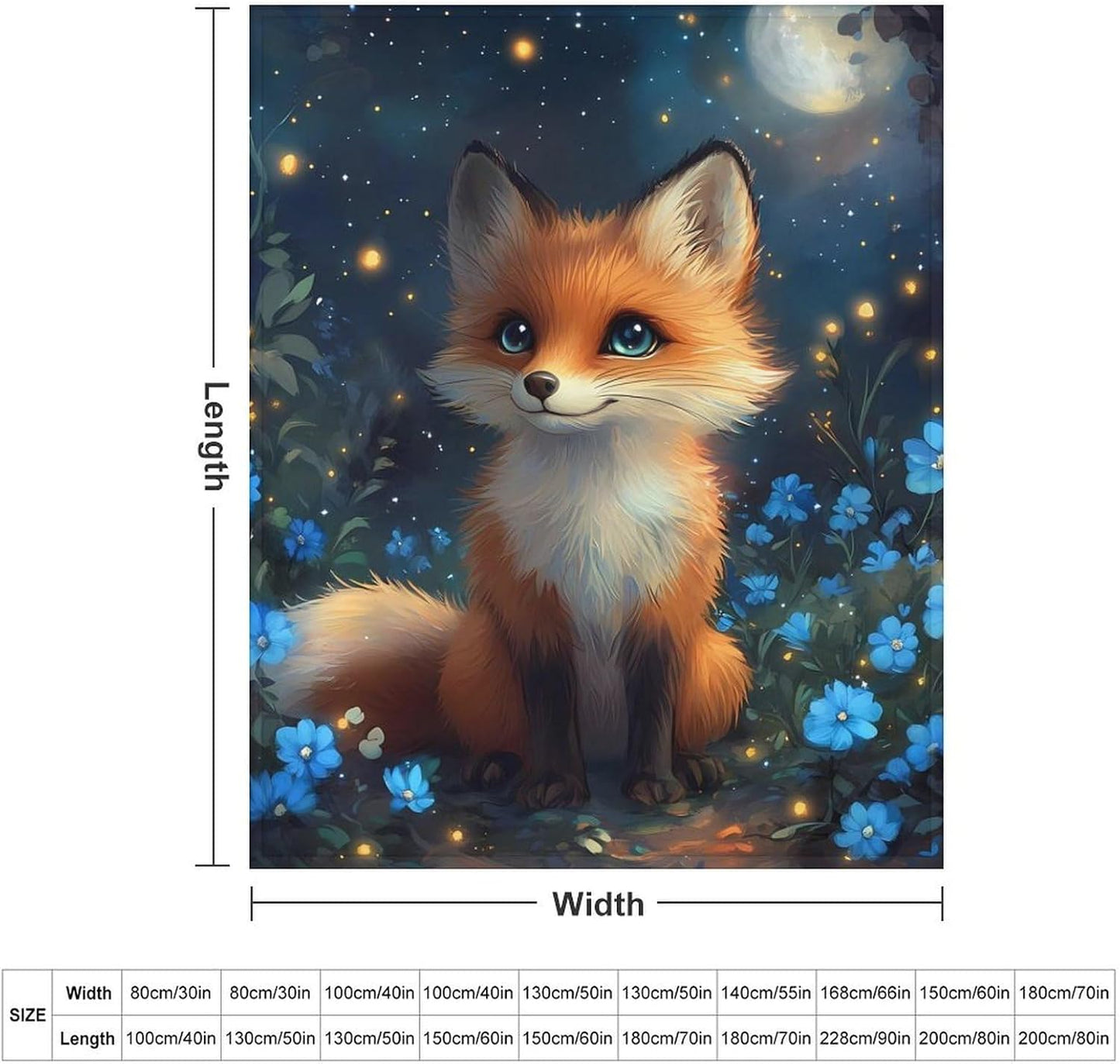 Fox Flowers Throw Blanket for Couch Bed Plush Cozy Fuzzy Flannel Blanket for All Season 40"x50"