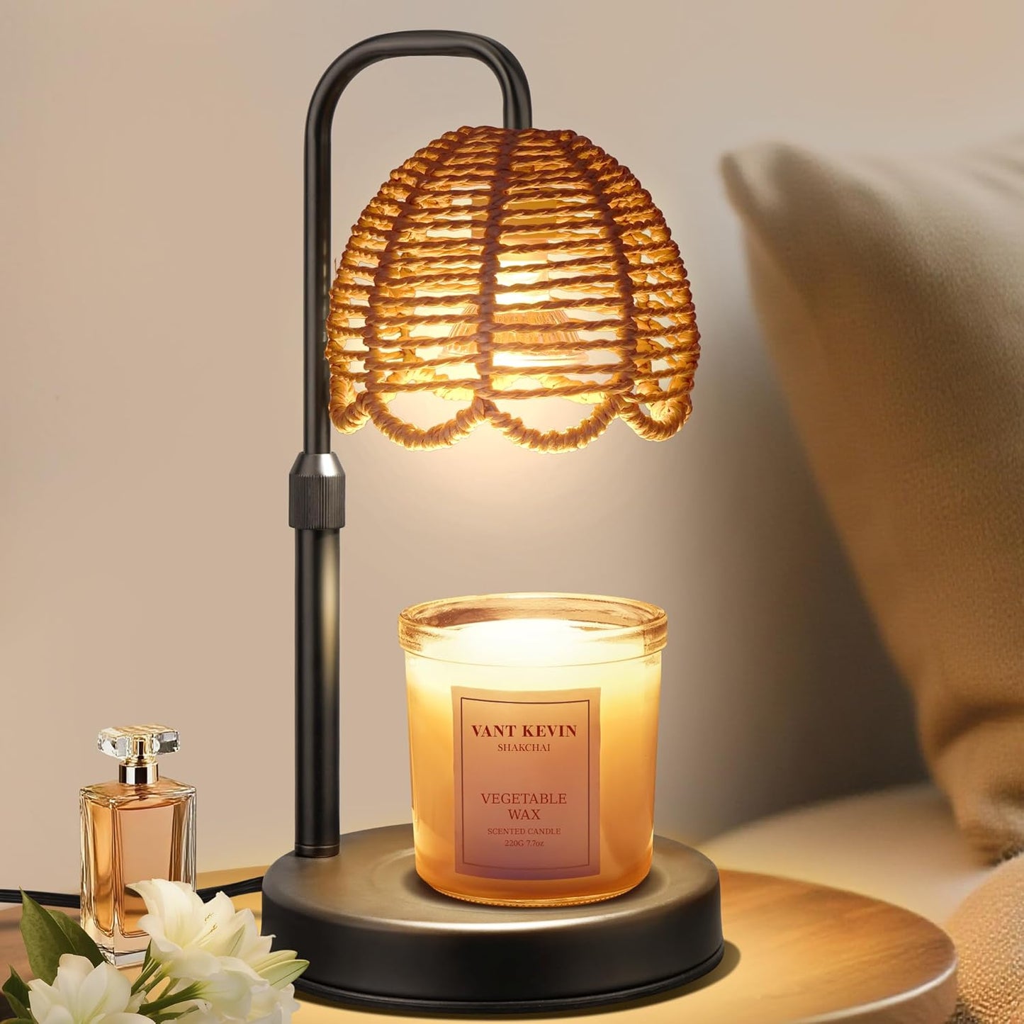 Nacial Candle Warmer Lamp with Timer Dimmable, Valentines Day Gifts for Her Women Wife Mom Girlfriend Birthday Gifts House Warming Home Decor, Boho Electric Candle Wax Warmer Lamp-Sleek Metal Base