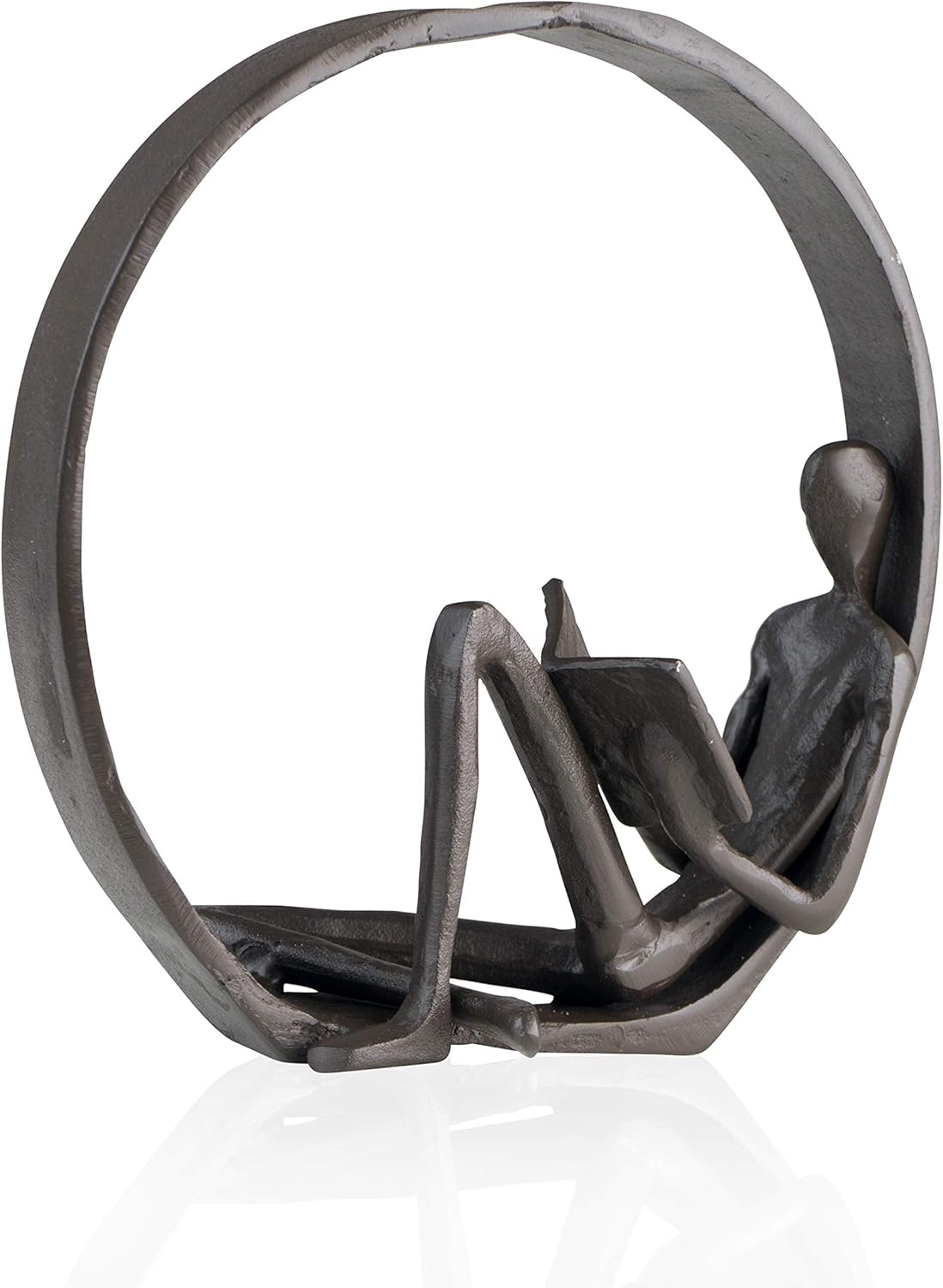 Danya B. Contemporary Encircled Male & Female Reader Cast Iron Sculpture Bookend Statues (Single Male)
