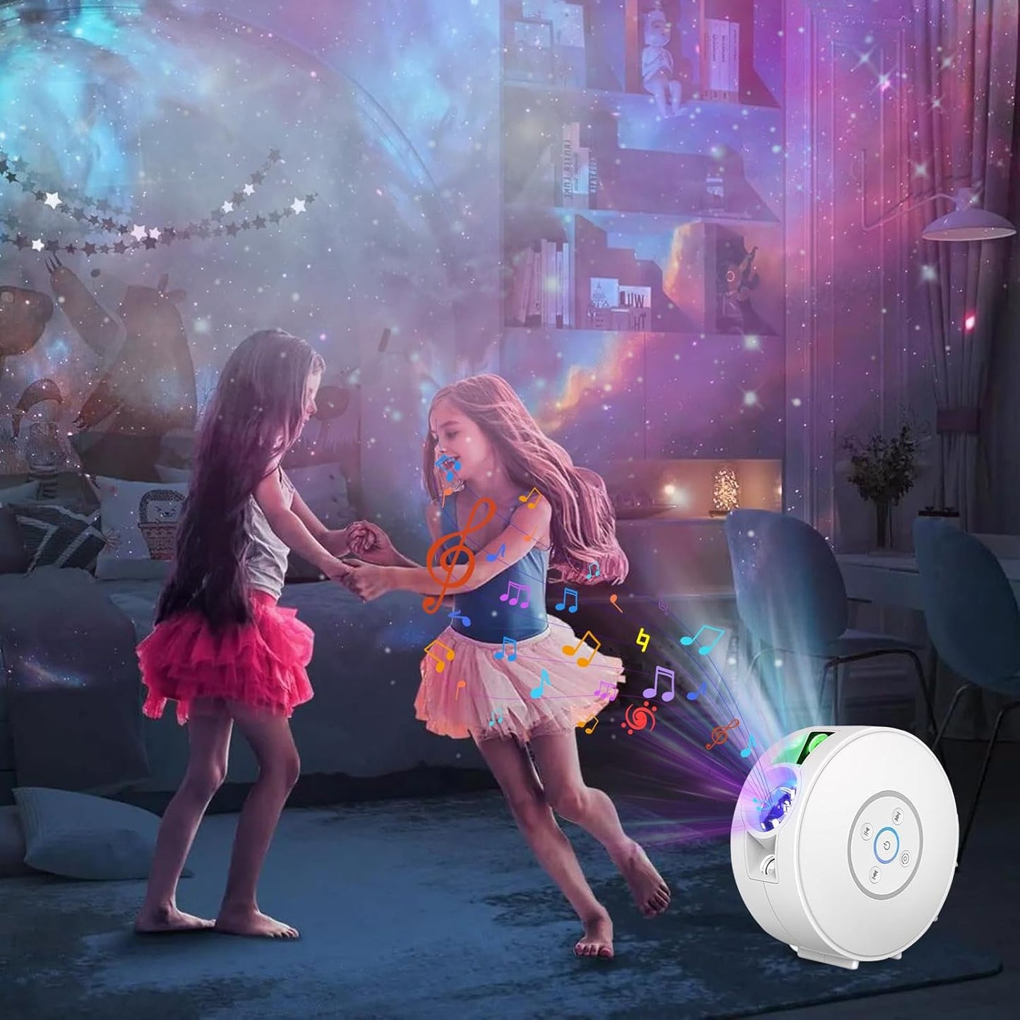 Smart Galaxy Star Projector Night Light - APP Voice Control, Bluetooth Speaker, Rotatable Nebula Lamp with 6 HD Slides, 37 White Noises & Timer, Star Sky Ceiling Light for Bedroom Kids Room Decor