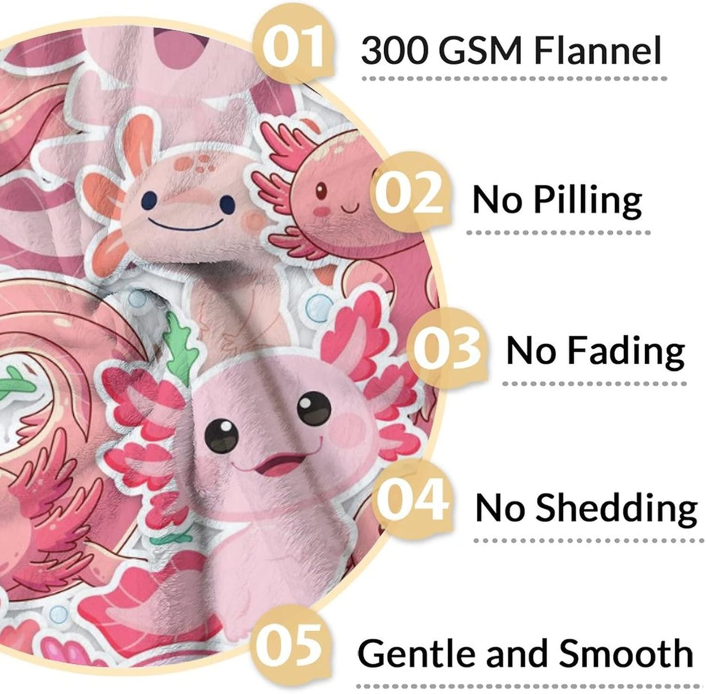Axolotl Blanket Gifts - 50"x60" Cute Throw Blanket for Adults Kids - Pink Soft Plush Throws for Bed, Couch & Travel