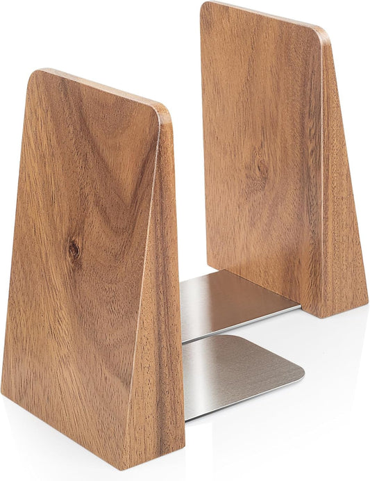Walnut Book Ends Heavy Duty Handmade Bookends for Shelves Book Ends Decorative to Hold Heavy Books (Walnut Wood Large)