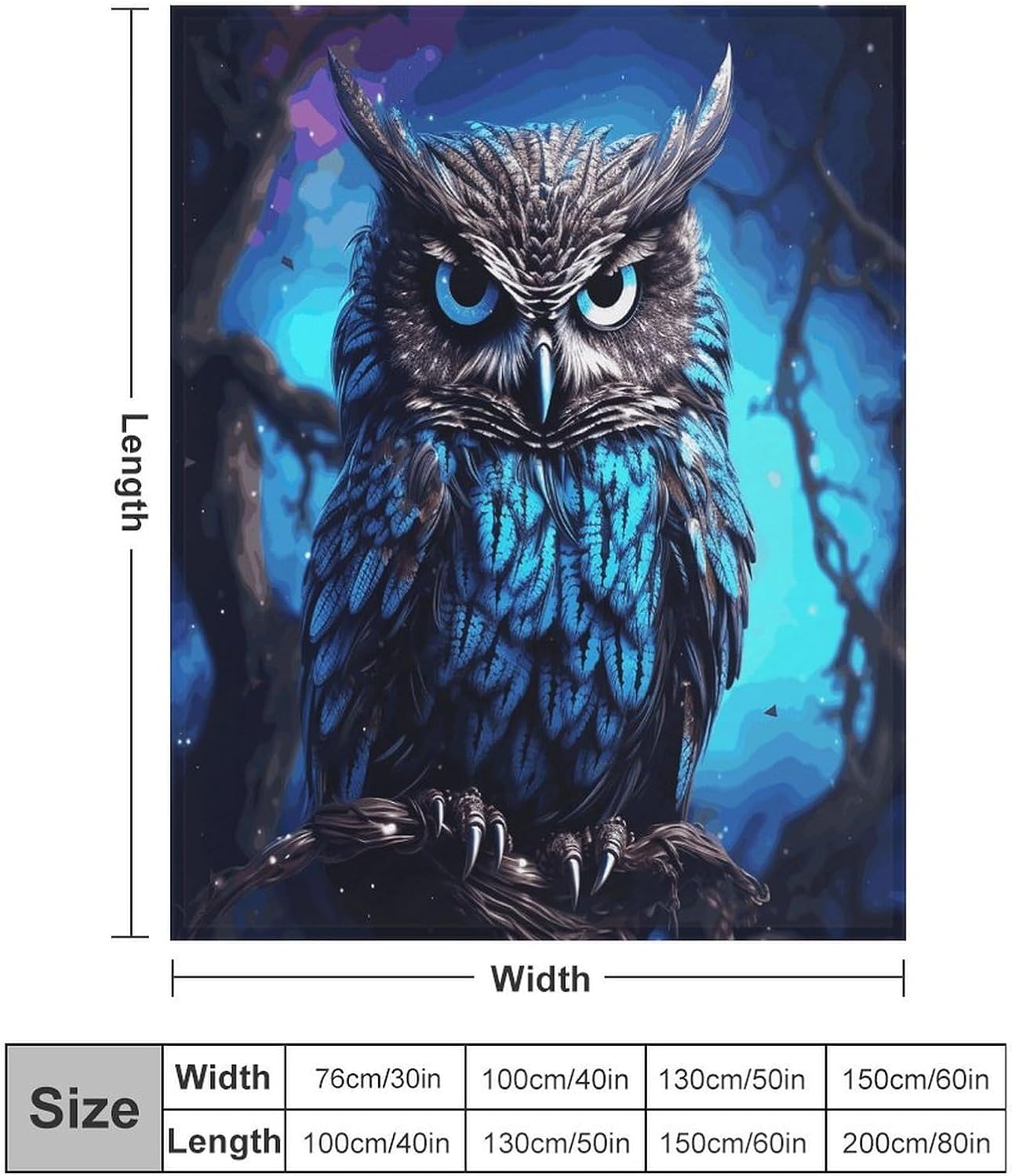 Blue Owl Throw Blanket for Couch Super Soft Warm Lightweight Throw Blankets Cozy Flannel Bed Blanket Cute Decorative Blankets for All Seasons Home Decor Gift 30"*40"（76 * 100cm）