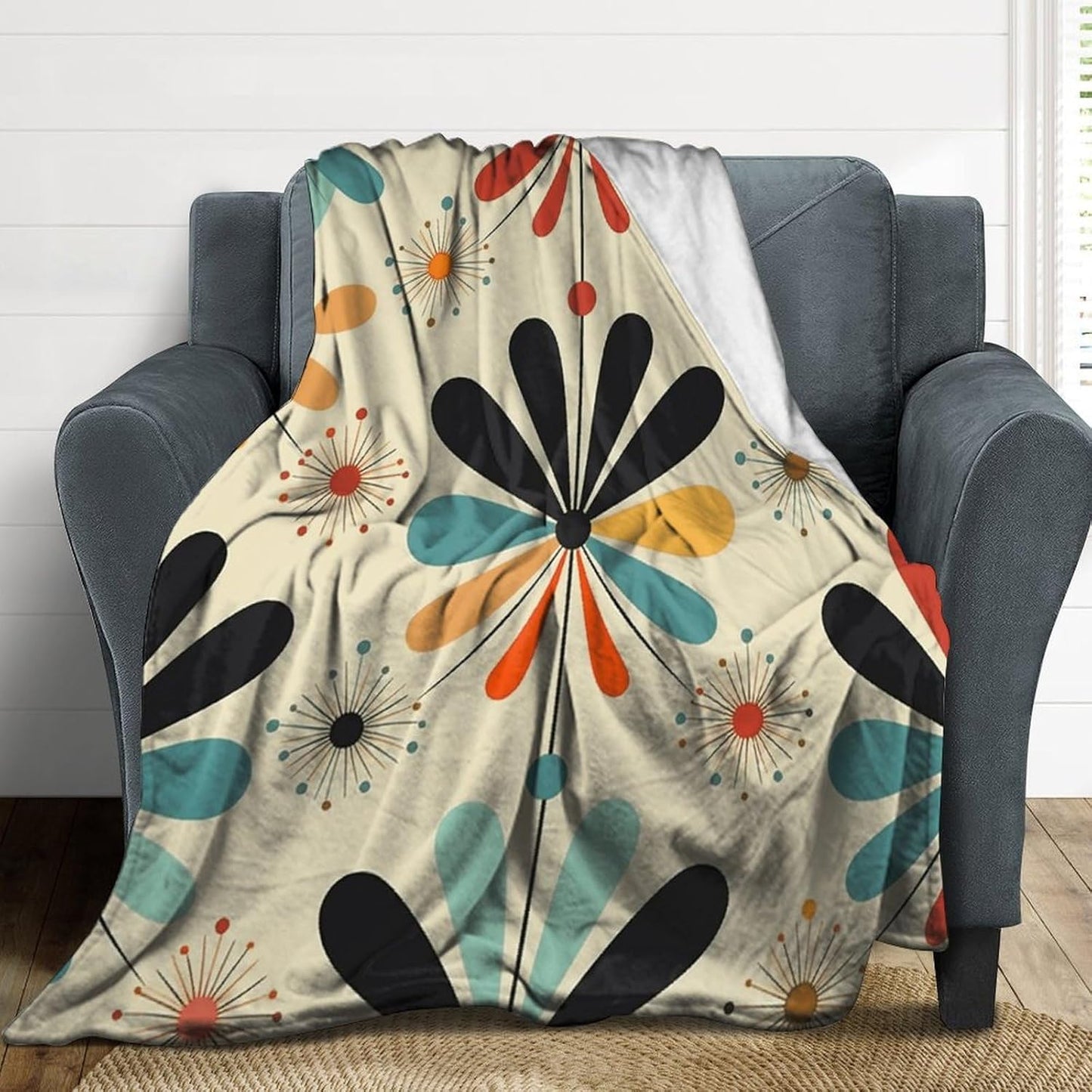 Retro Modern Blanket Super Soft Lightweight Throw Blanket Cute Cozy Warm Bed Blanket Decorative Fuzzy Blanket All-Season Home Decor Gift for Sofa Couch Living Room 40"*50" （100 * 130cm）