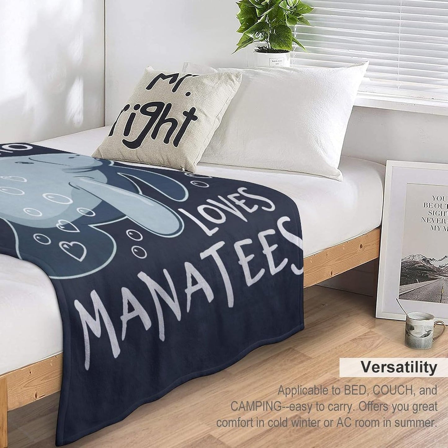 Just A Girl Who Loves Manatees Blanket Manatees Gifts for Girls Boys Woman Kids Lover Ocean Throw Blankets Soft Blanket Warm Fleece Flannel Plush Blankets for Bed Sofa Couch 40"x50"
