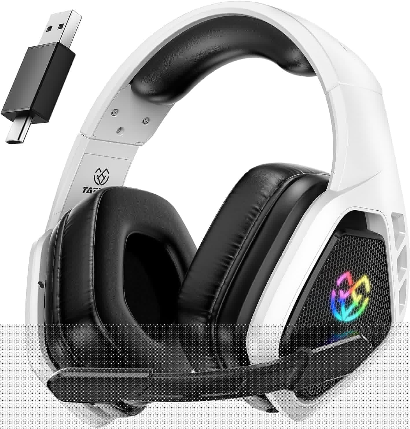 Tatybo Wireless Gaming Headset for PC, Ps5, Ps4, 2.4 Ghz USB & Type-C Gaming Headphones with Microphone, 30H Battery Bluetooth Headphones for Switch, Laptop, Mobile, Mac