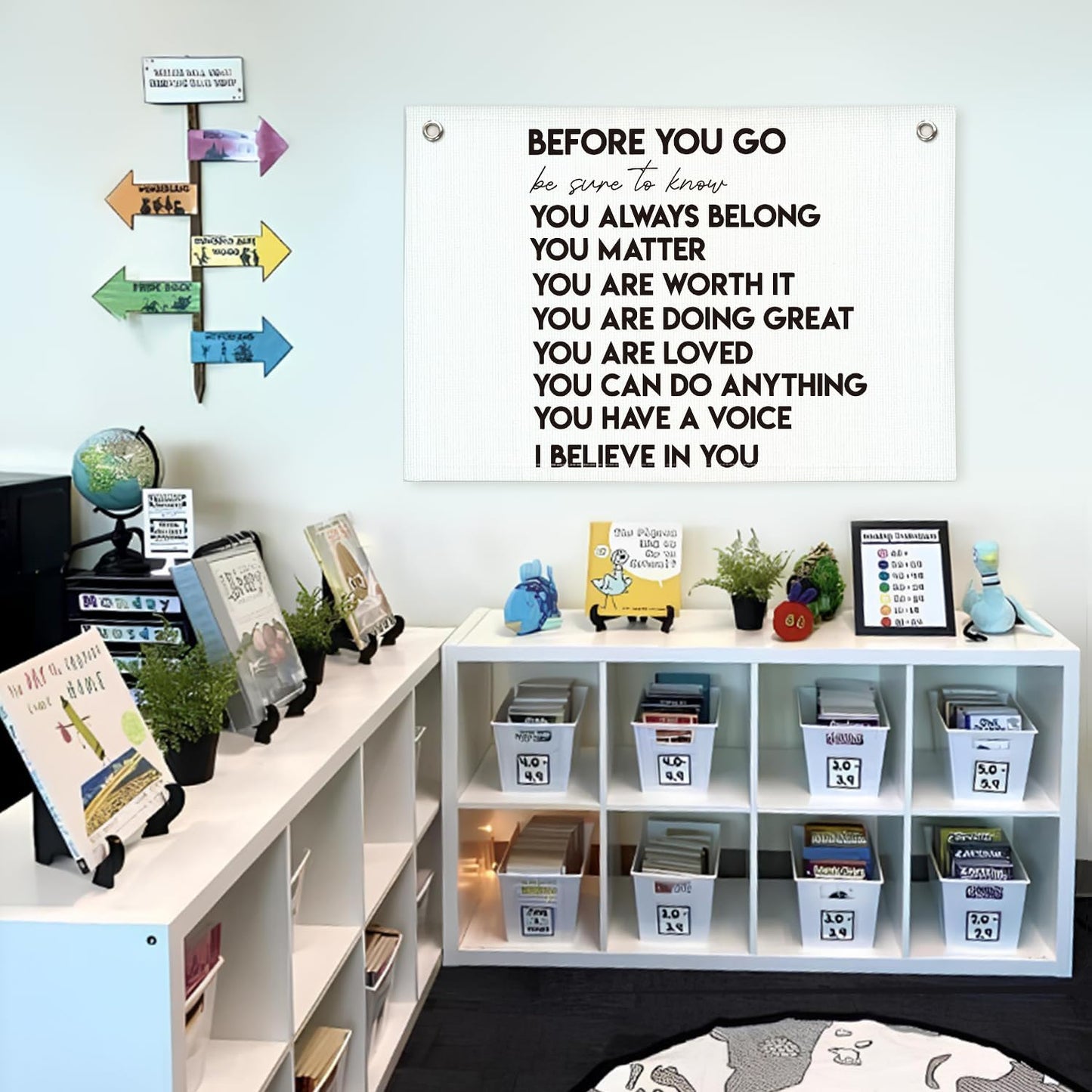 Lacama Mental Health Positive Affirmations Inspirational Wall Art for Classroom Therapist Office Decor, Inspirational Wall Hanging Banner Decor for Kids Teen Room Bedroom Playroom 30x20 Inch