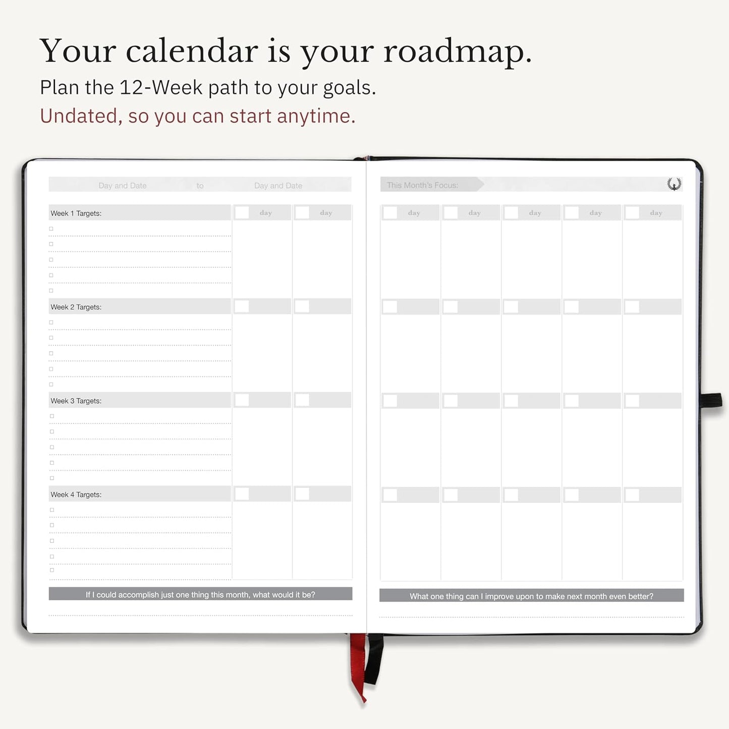 The Phoenix Journal – Quarterly Goal Planner & Daily Journal for Focus, Productivity & Clarity – 12 Week Undated Roadmap with Vision & Goal Setting – Daily, Weekly & Monthly Planning – Hardcover - Black