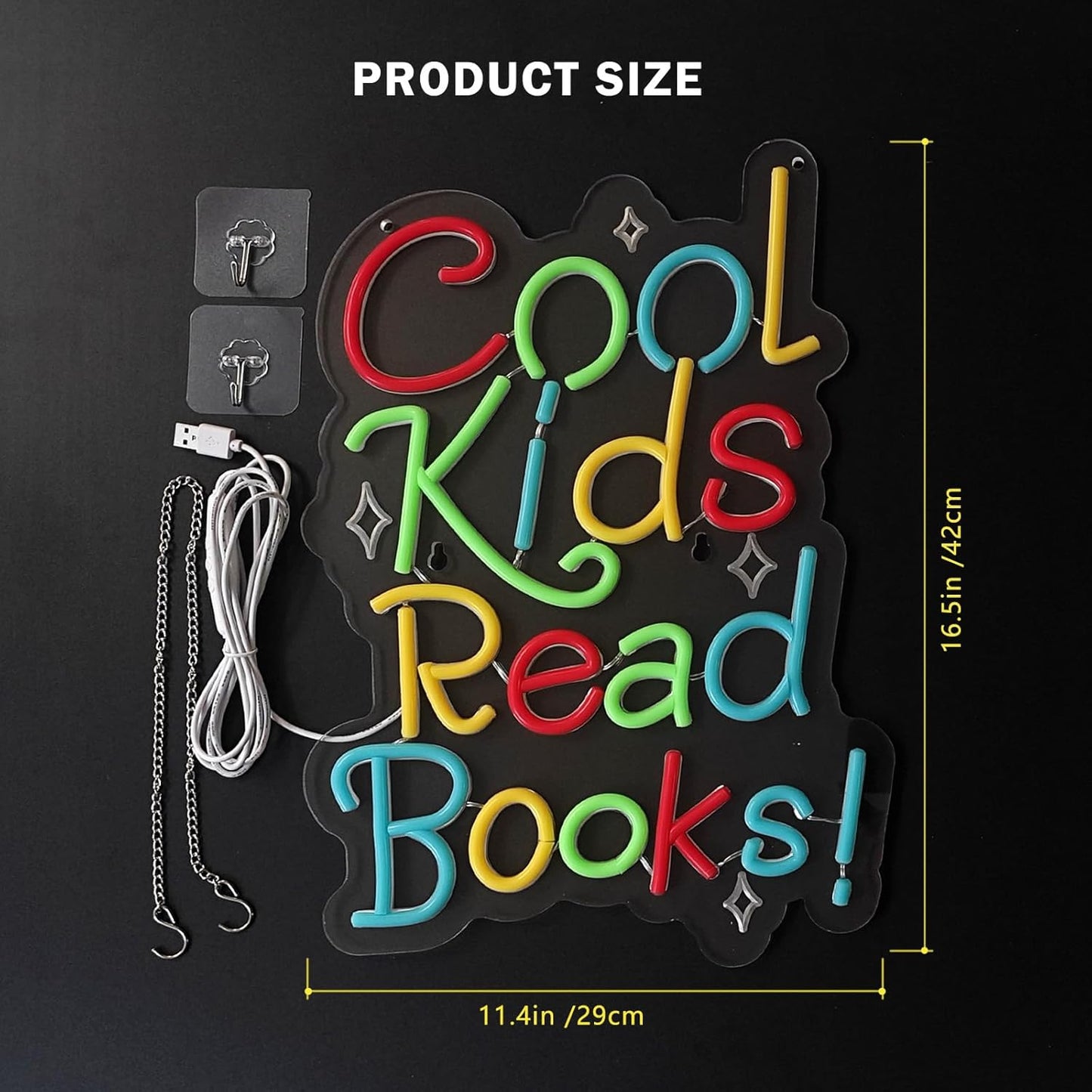Cool Kids Read Books Neon Sign for Wall Decor,Reading Signs for Library,Hanging Decorations for Classroom Reading Corner Bedroom Study Room Motivational Wall Art（16.5“*11.4"）