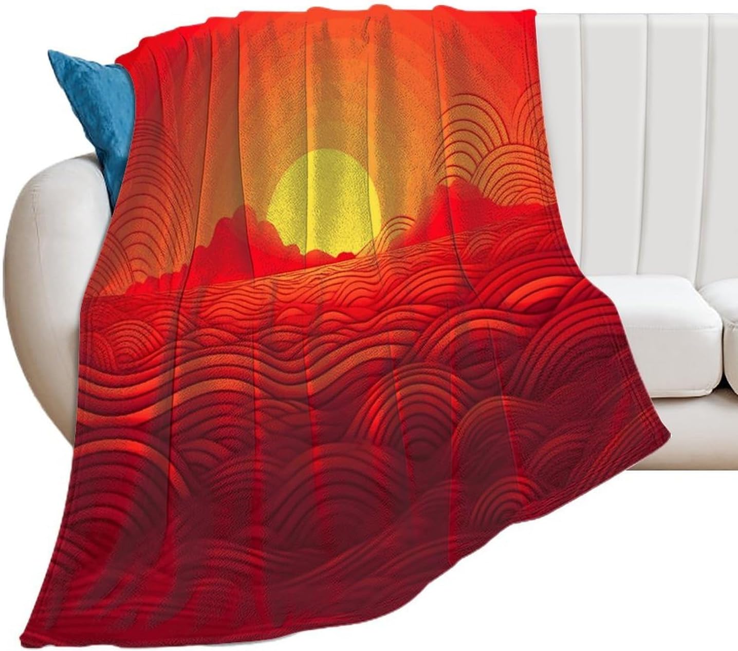Red Sunrise Blanket Super Soft Lightweight Throw Blanket Cute Cozy Warm Bed Blanket Decorative Fuzzy Blanket All-Season Home Decor Gift for Sofa Couch Living Room 60"*80"（150 * 200cm）