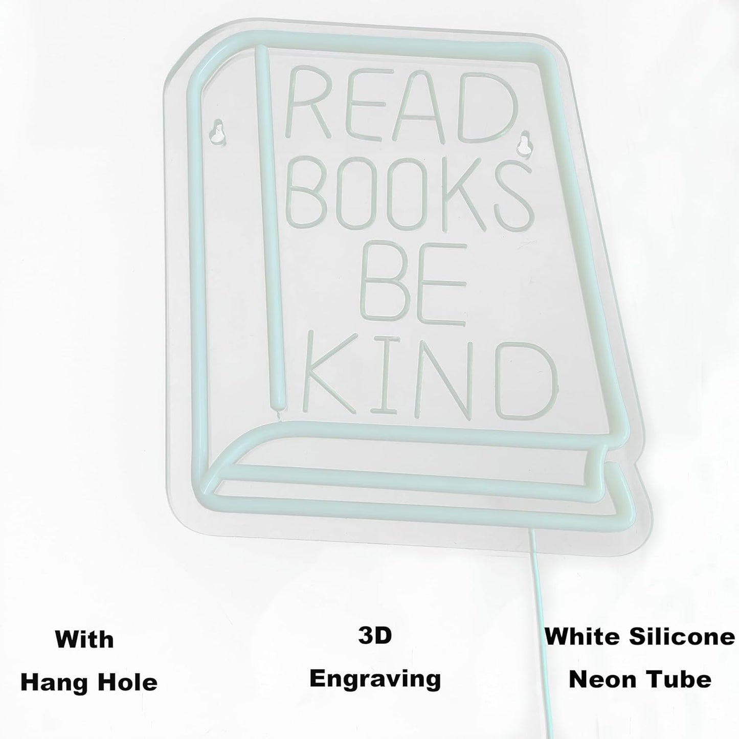 Read Books Be Kind Neon Sign Classroom Neon Lights Dimmable LED Light Up Sign for Bedroom Bookstore Reading Room Library Museum Study Room Wall Decoration Encourage People to Love Reading