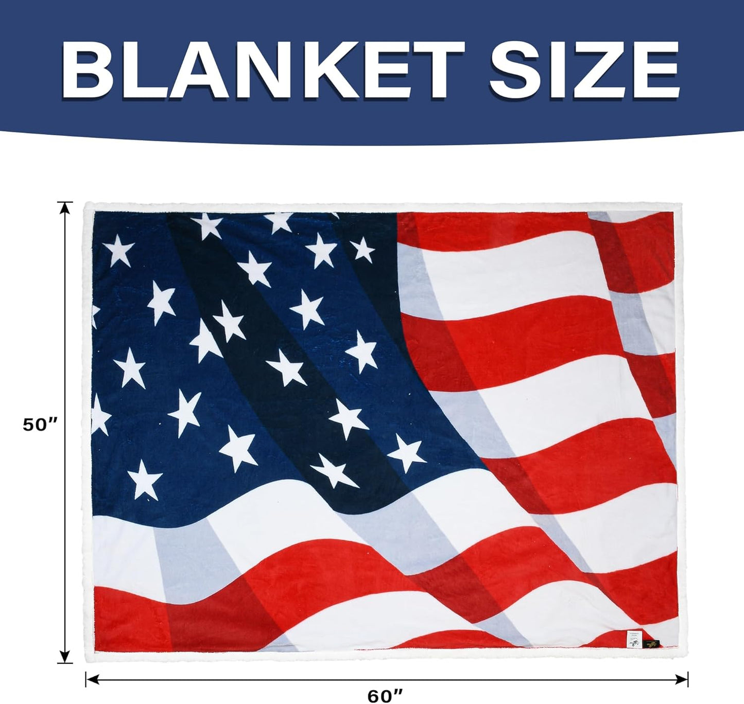 Tirrinia US Flag Patriotic Sherpa Throw American Flag Blanket, Cozy Sherpa Fleece Plush Bed Throw TV Blankets Reversible for Bed or Couch 4th of July Citizenship Election Veteran Gift