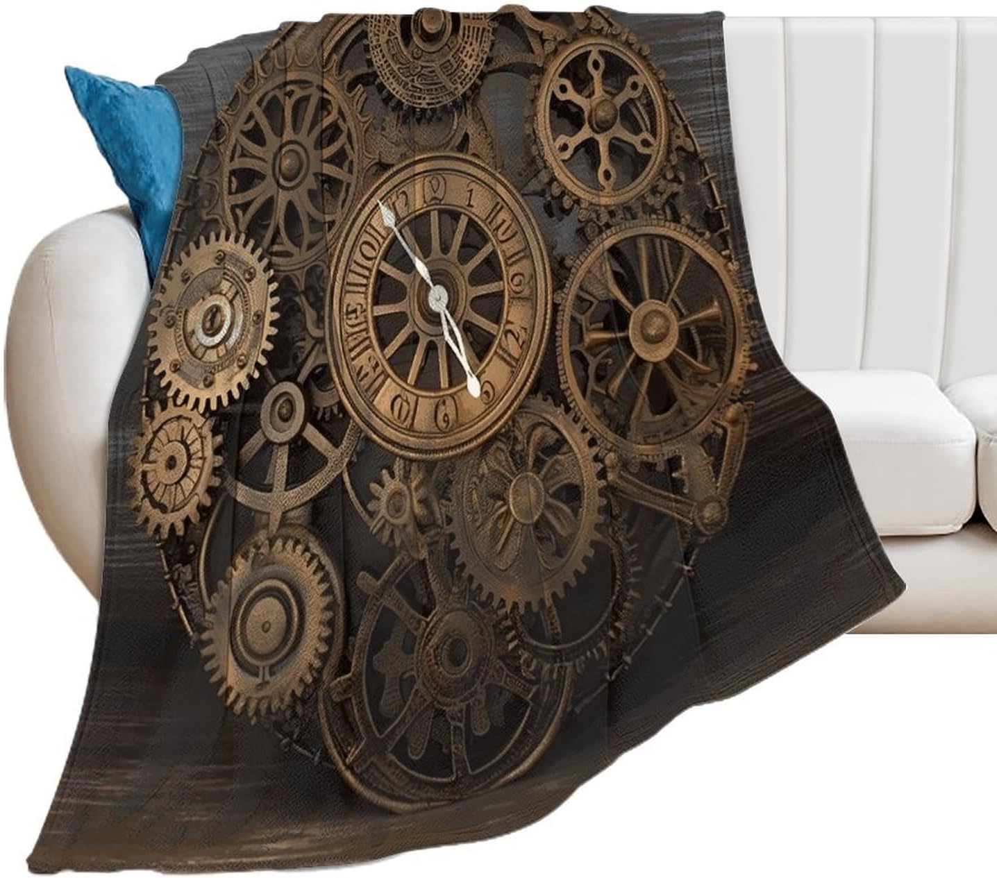 Steampunk Gears Clock Blanket Super Soft Lightweight Throw Blanket Cute Cozy Warm Bed Blanket Decorative Fuzzy Blanket All-Season Home Decor Gift for Sofa Couch Living Room 50"*60"（130 * 150cm）