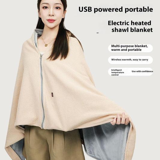 Lightweight Heating Shawl with 3-Temp USB Power Cozy Blanket for Indoor Outdoor Use Portable USB Electric Heated Shawl Blanket