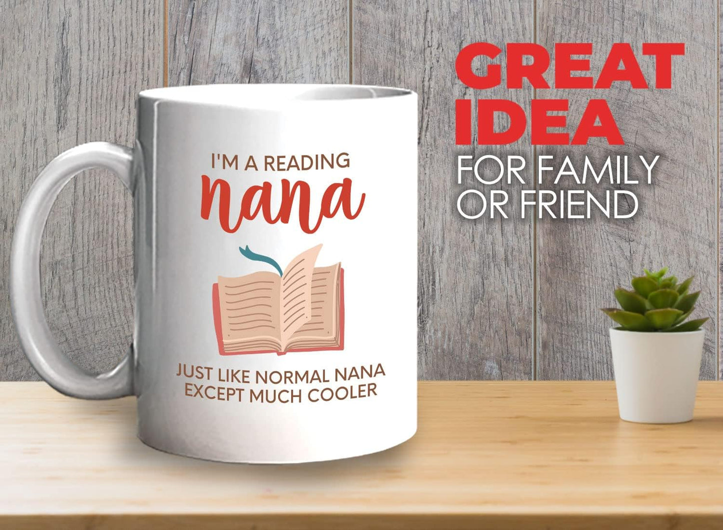 Bubble Hugs Book Lover Coffee Mug 11oz White - Reading Nana - Reading Reader Grandma Old Lady Book Lover Bookish Novelist Librarian Writer