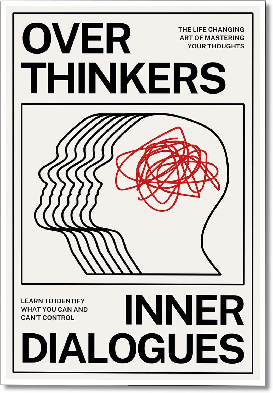 Retro Over Thinkers Inner Dialogues Poster, Trendy Mental Health Inspirational Quote Canvas Wall Art, Room Aesthetic Picture, Counsellor Office Poster, Therapist Office Decor 12x16 in Unframed