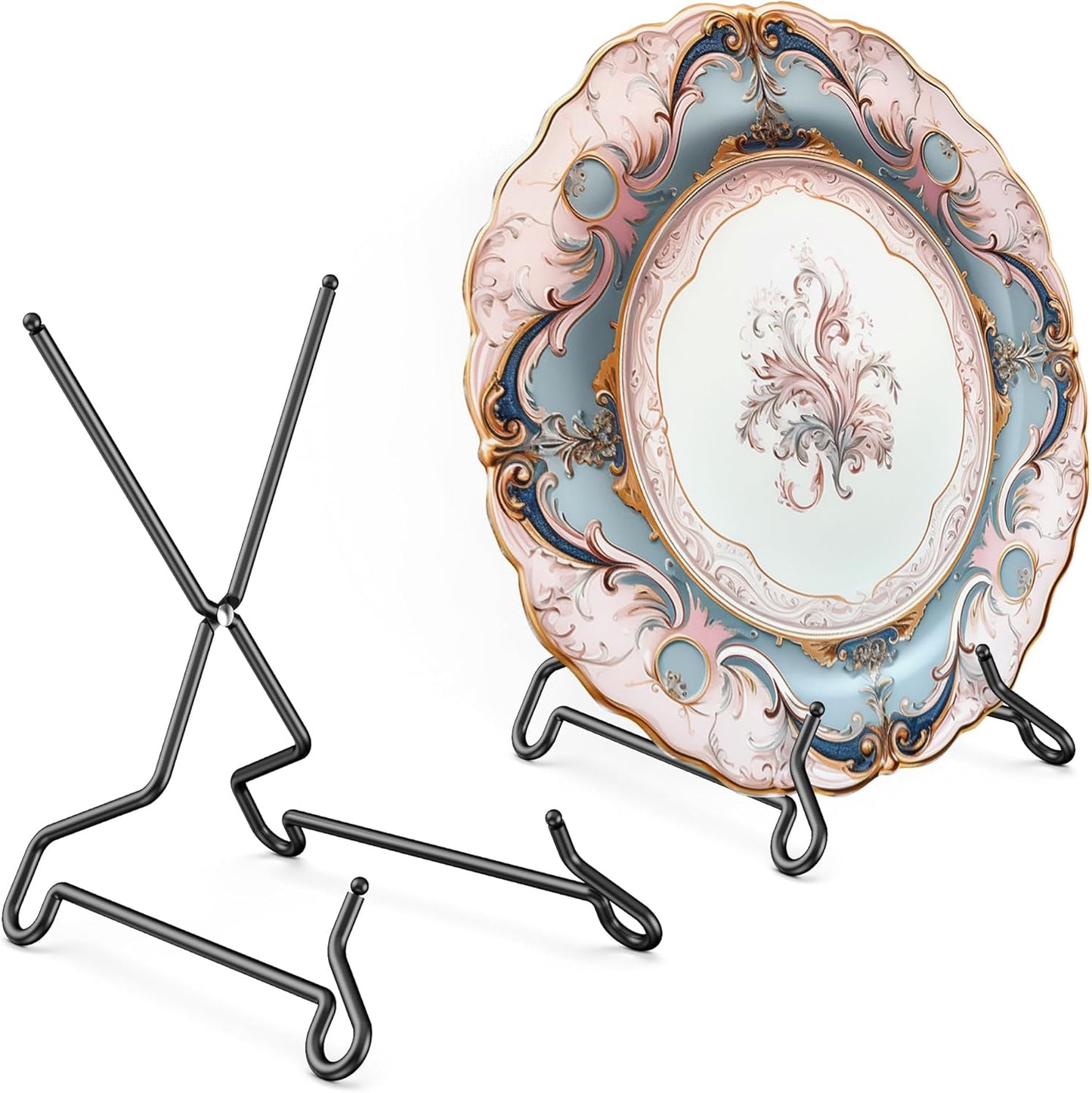 TR-LIFE Plate Stands for Display, 6.5 inch, 2 Pack, Metal Picture Holder Easel Stand for 6–12 in Plates, Frames and Books, up to 1.5 in Thick