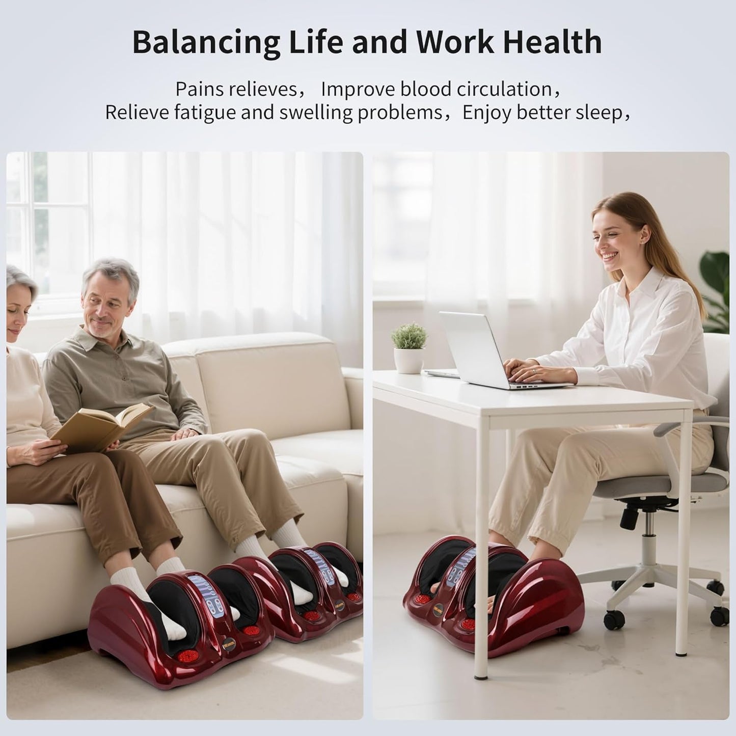 Foot Massager with Heat, Shiatsu Foot Massager for Circulation and Pain Relief and Heat Therapy, Ankle, Calves and Feet Massage with Deep Kneading Rolling, Gifts for Women Men Mother Father (RED)