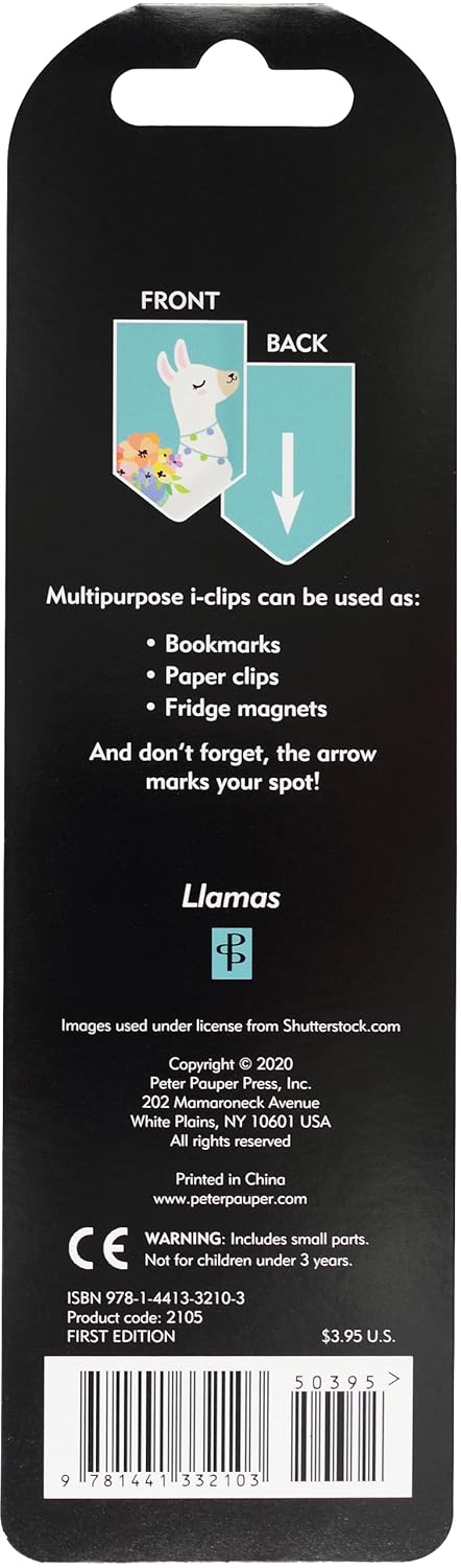 Llamas i-clips Magnetic Page Markers (Set of 8 Magnetic Bookmarks)