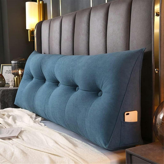 Headboard Triangle Backrest Cushion, Sofa Cushion Detachable Long Pillow Cotton Cushion Bed Headboard Reading Cushion Bed Rest Pillows(Silver,120x50x20cm)