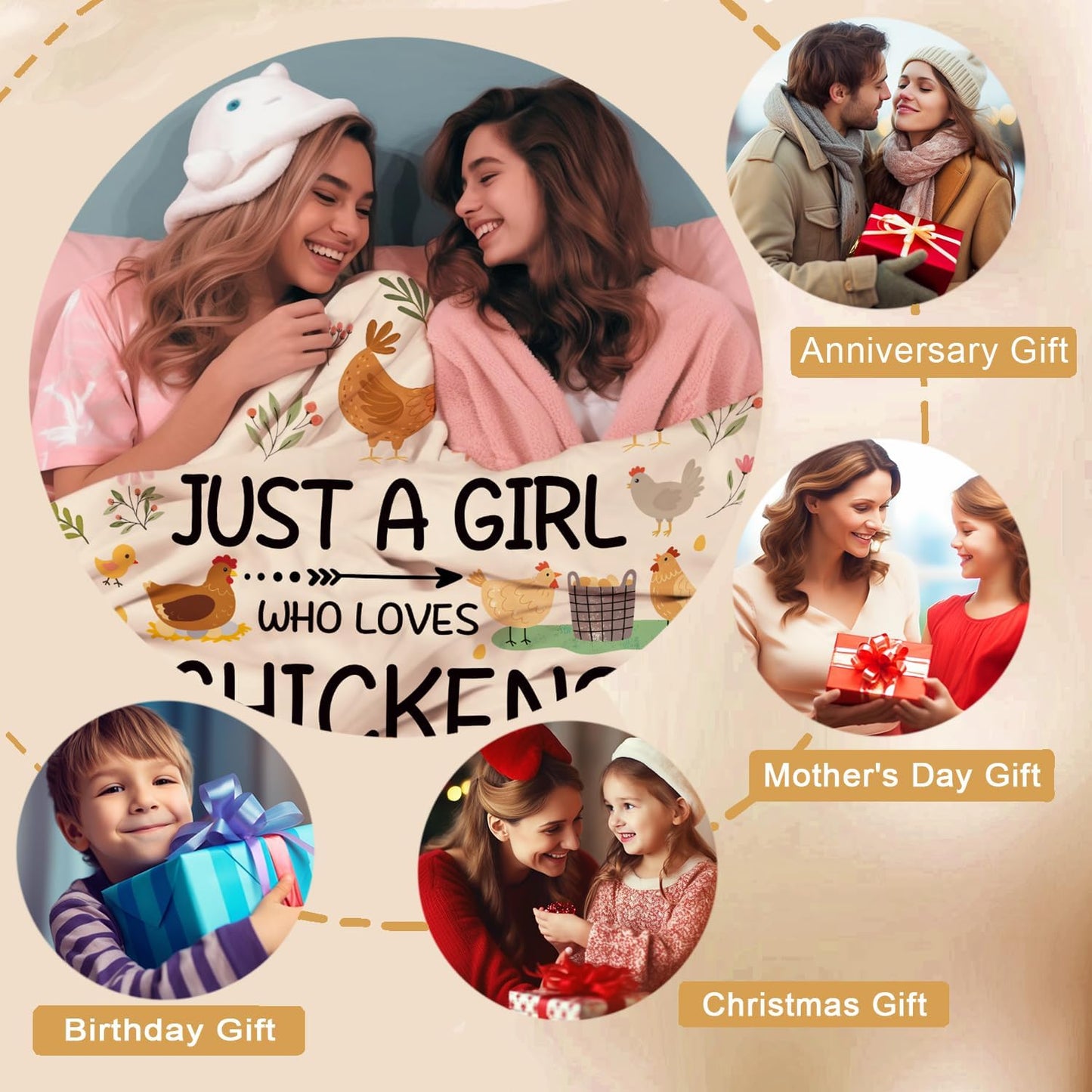 Funny Chicken Blanket for Adults Teens Girls,Chicken Blankets and Throws Just A Girl Who Loves Chickens,Chickens Gifts for Women Animal Lovers 60"x50"