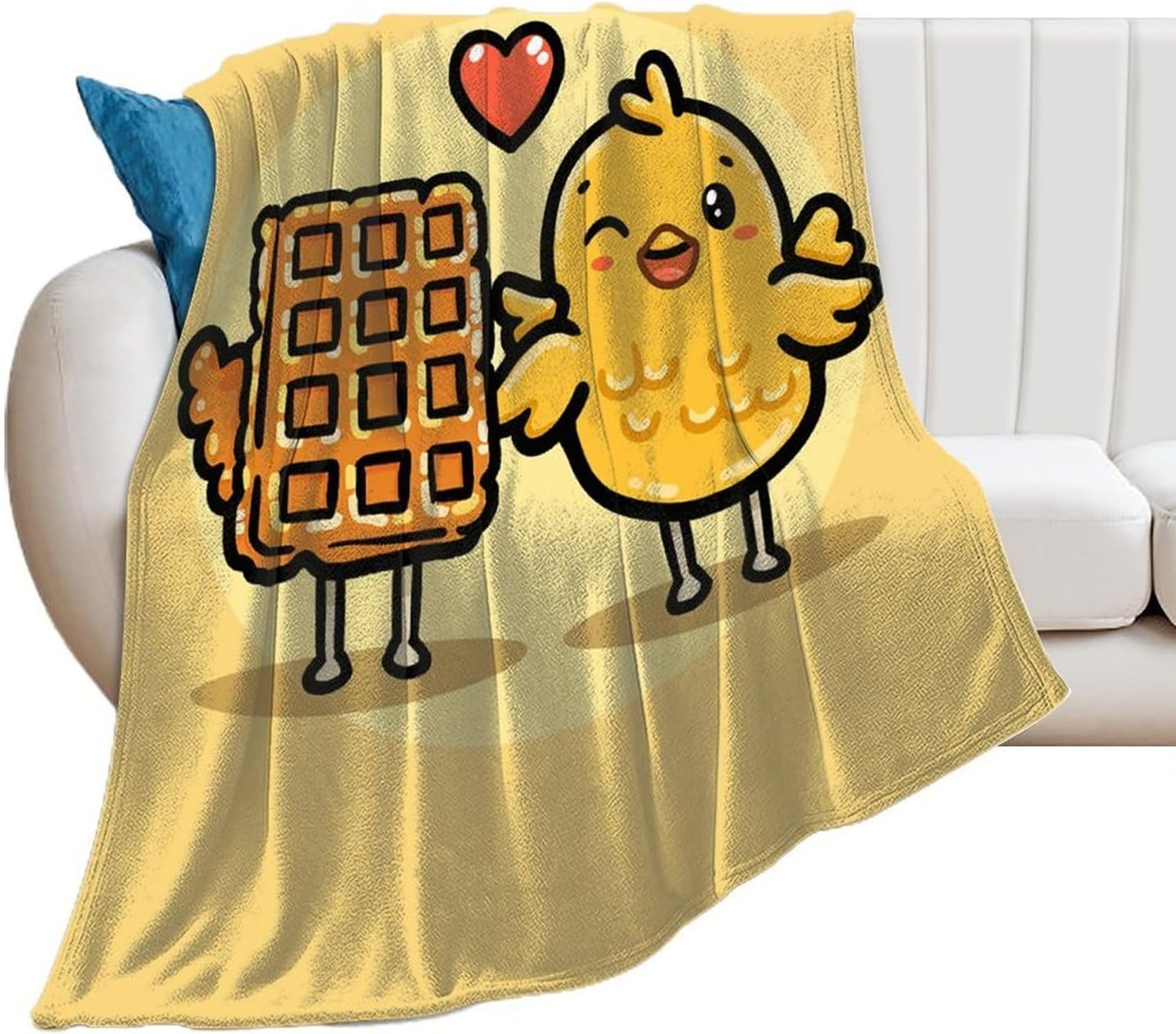 Flannel Fleece Throw Blanket 50x60 Warm Cozy Pet Blanket Winter Reversible Decorative Waffles and Chicken Bedtime Blankets for Couch Bed Sofa Living Room Bedroom Travel Camping Companion