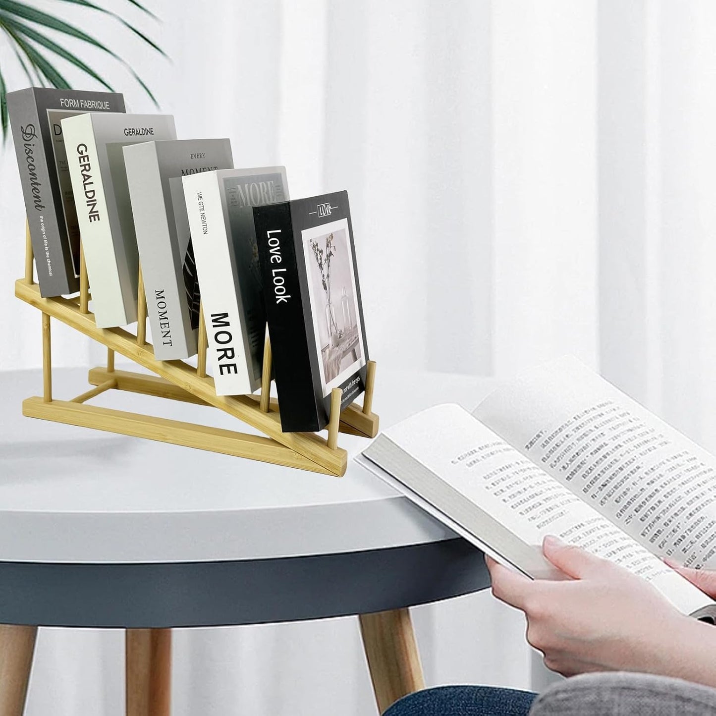 Book Display Stand Holder, 5-Tier Wooden Book Rack Organizer For Magazines, Tabletop Kids Bookshelf Art Display Shelf For Vendors Craft Trade Shows