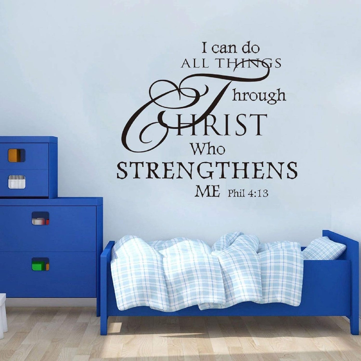 Inspirational Wall Decor Quotes Stickers–I Can Do All Things Through Christ Who Strengthens Me– Decor for Living Room Bedroom Classroom Playroom Nursery Room Wall Decals Decorations