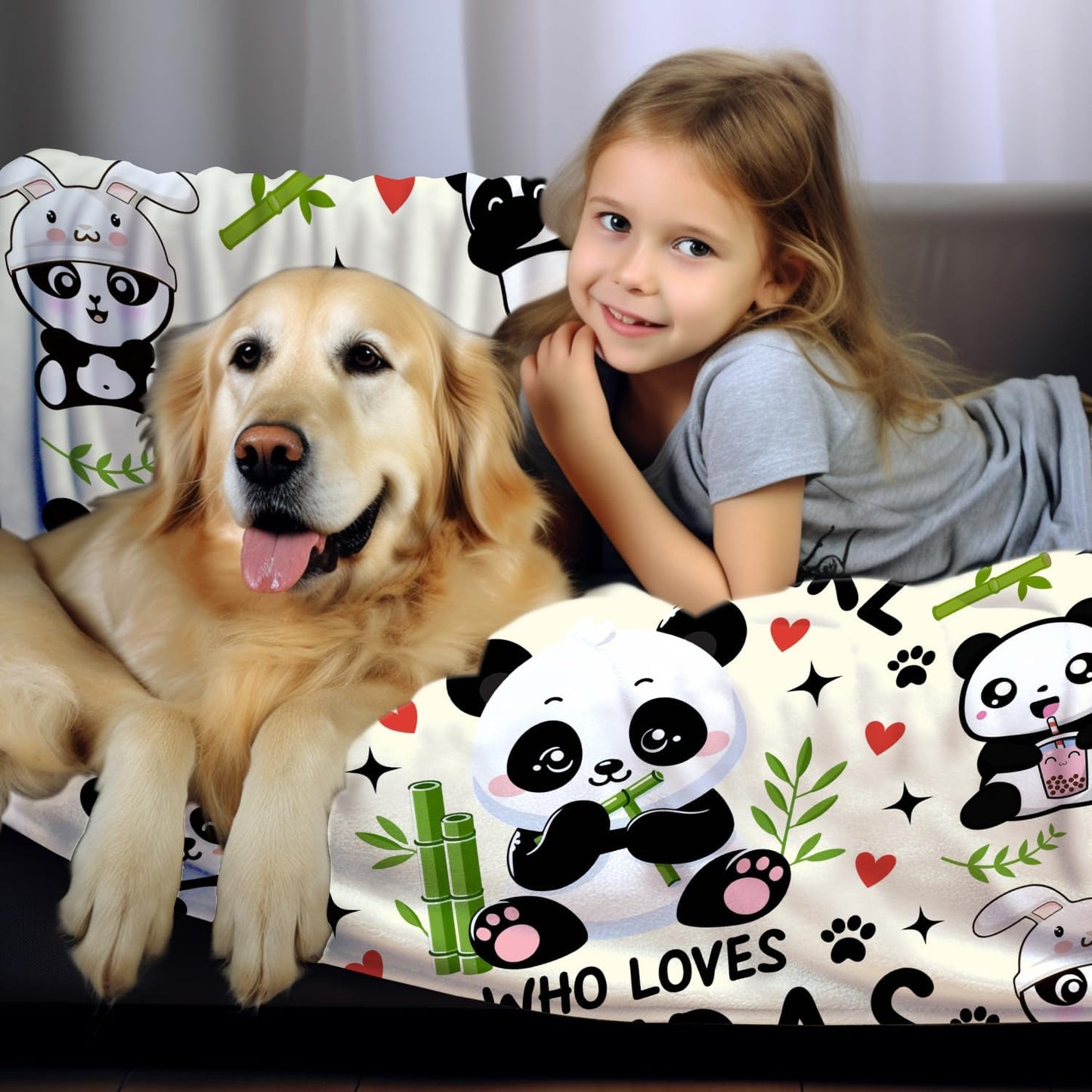 Panda Blanket Gifts for Panda Lovers Kids Teens,Pandas Accessories Stuff Animal Pattern Throw Blankets,Cute Pandas Theme Gifts for Women Girls Adults 60"x50"