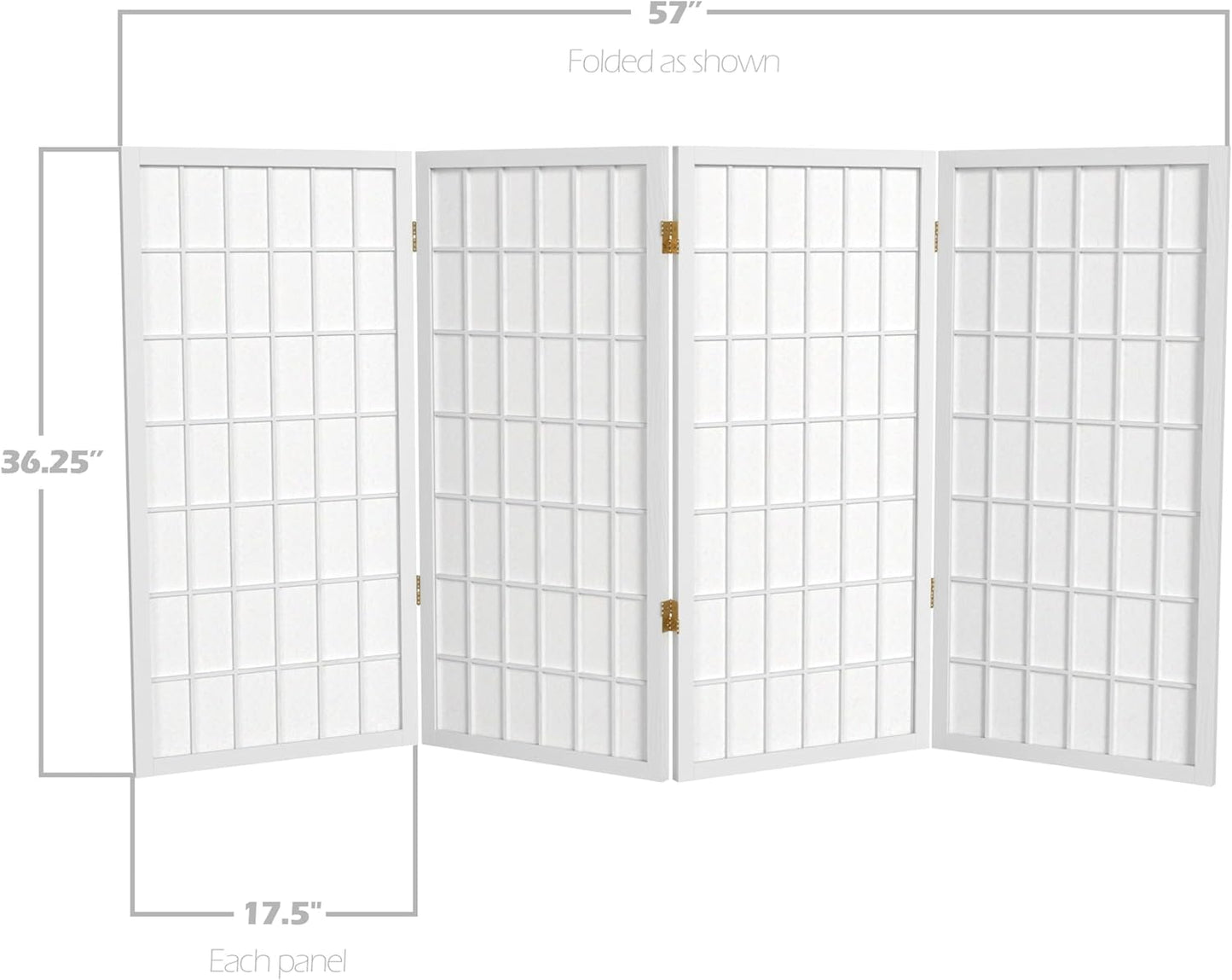 3 ft. Short Window Pane Shoji Screen - White - 4 Panels