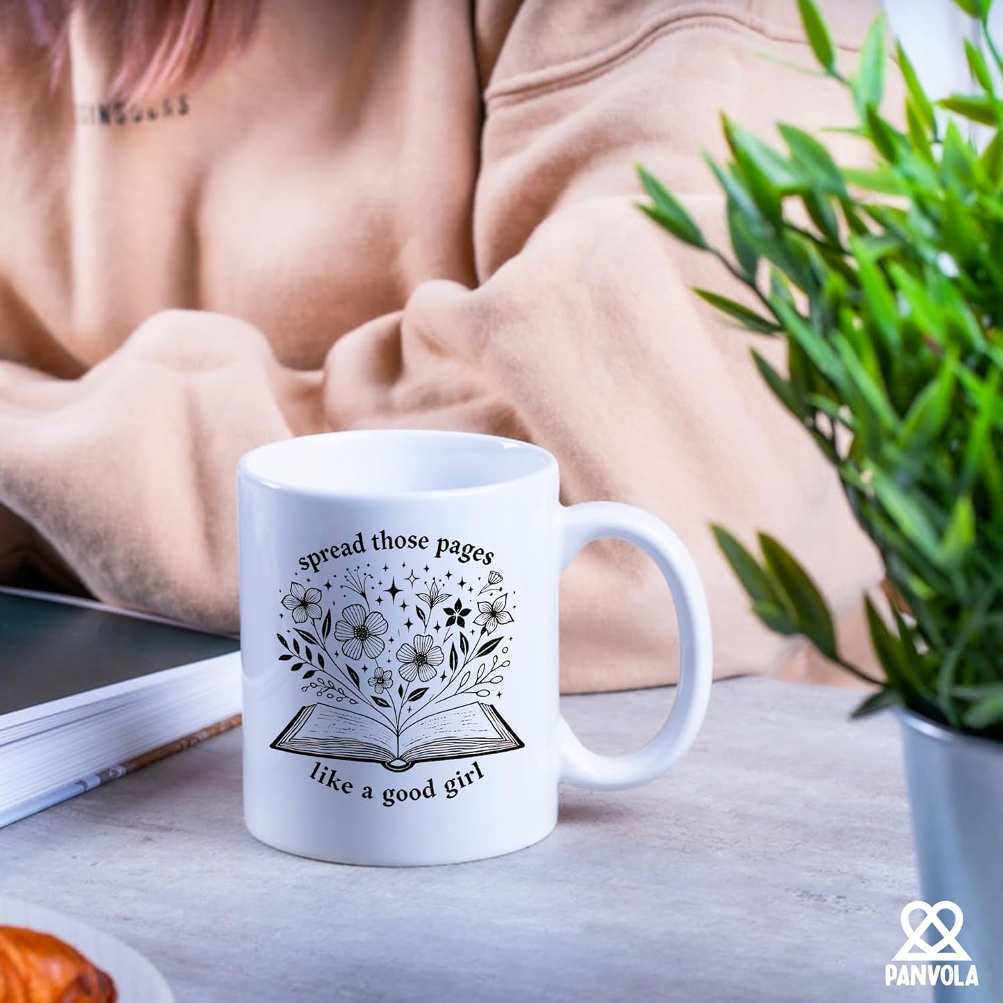 Panvola Spread Those Pages Like A Good Girl Book Lover Gift For Woman Reader Librarian Mug Bookworm Bibliophile Novelty Drinkware Coffee Ceramic Cup 11 oz White