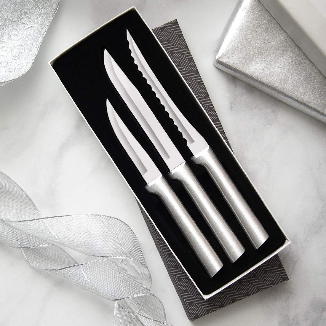 Rada Cutlery Cooking Essentials Gift Set (S49), 3-Piece Knife Set, Stainless Steel Blades, Silver Handle