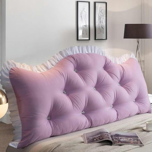 Upholstered Rectangular Headboard, Removable Bedside Cushion Watching TV Reading Relaxing Tatami Bed Soft Pack Reading Pillow Bed Rest Pillows(Pink,70"/180cm)