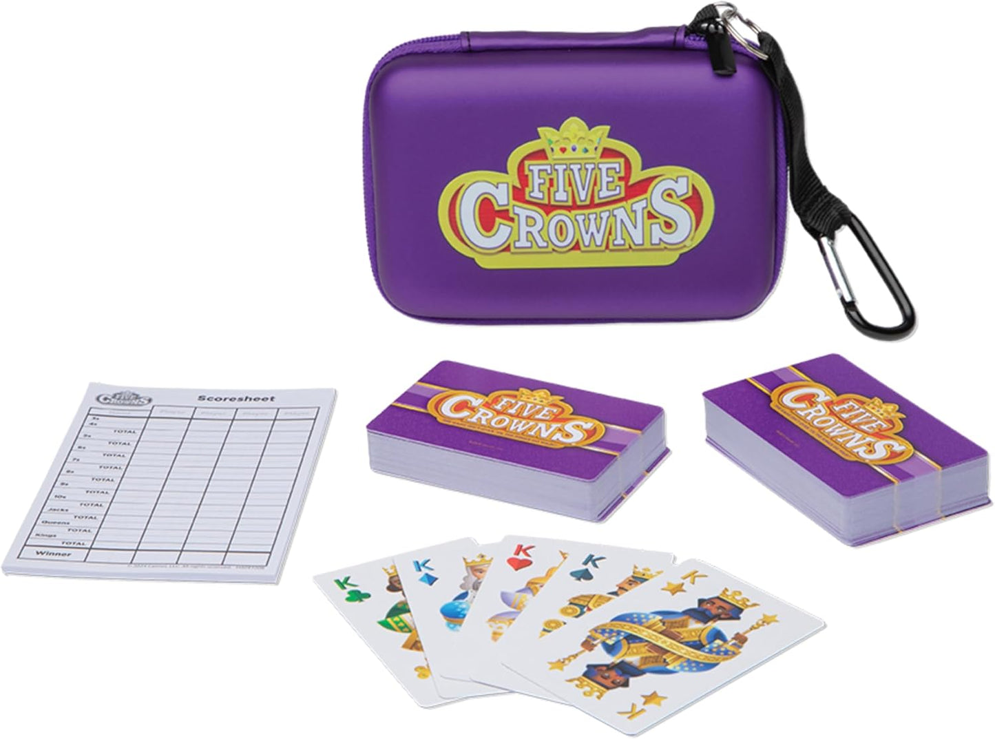 Five Crowns Travel Case Bundle, Cards, Scorecard Included – Card Game for Kids and Adults, Family Game Night, The Game isn’t Over Until The Kings Go Wild!, 5 Suited Rummy Style Card Game, Ages 8+
