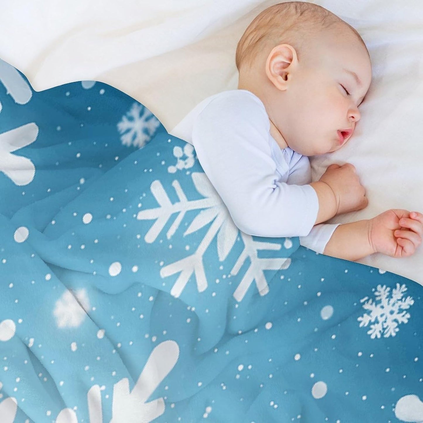 Winter Snowflake Blanket Super Soft Lightweight Throw Blanket Cute Cozy Warm Bed Blanket Decorative Fuzzy Blanket All-Season Home Decor Gift for Sofa Couch Living Room 30"*40"（76 * 100cm）