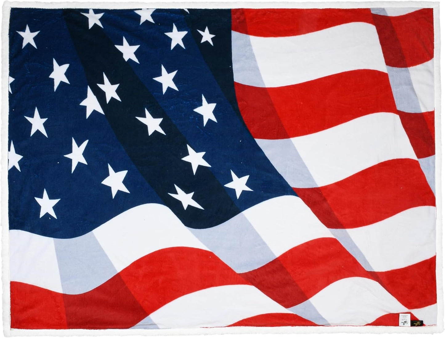 Tirrinia US Flag Patriotic Sherpa Throw American Flag Blanket, Cozy Sherpa Fleece Plush Bed Throw TV Blankets Reversible for Bed or Couch 4th of July Citizenship Election Veteran Gift