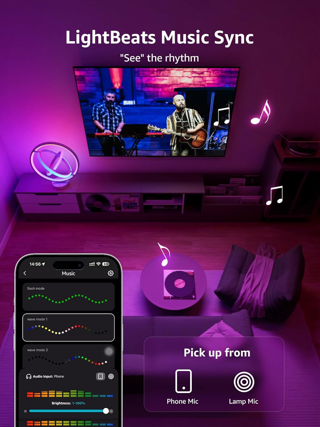 Lepro TB1 AI Smart Table Lamp, RGB+IC Addressable Color Changing Desk Light Alexa Google Home Enable, Music Sync, DIY Endless Scenes, APP Control Cool LED Lamp for Room Decor Ambient Lighting, 2.4 GHz