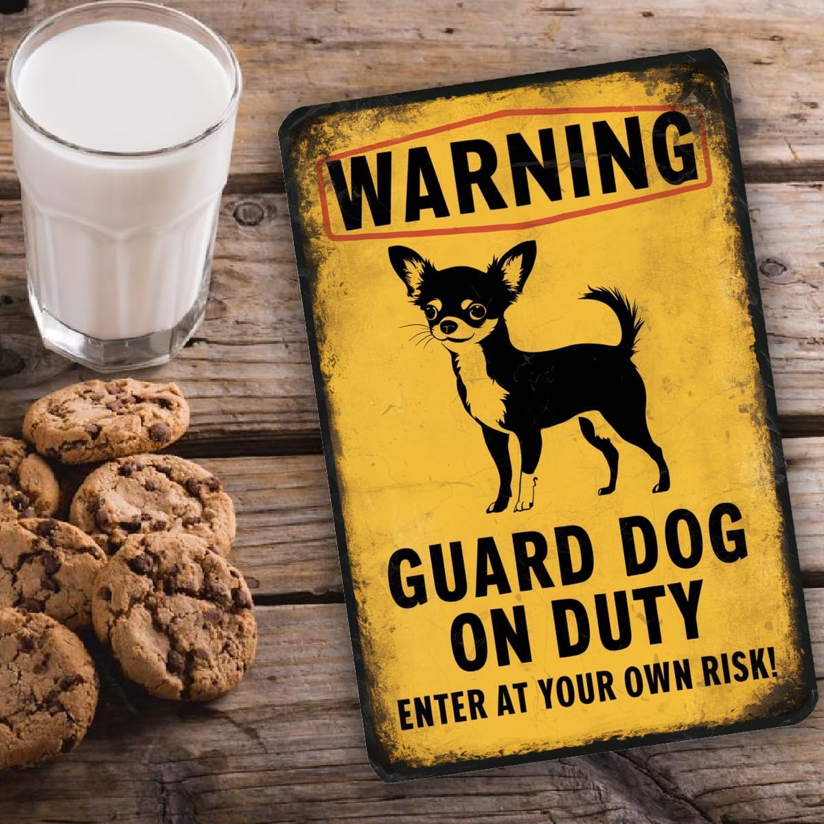 Funny Chihuahua Guard Dog Warning Sign – Vintage-Style Pet Humor Sign For Home Or Yard – Enter At Your Own Risk Dog Decor 8x12