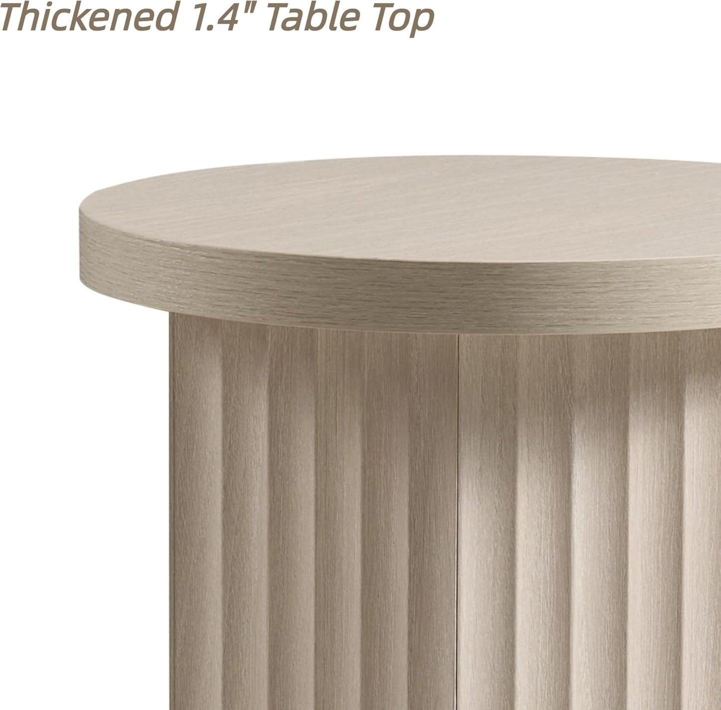 VividVibe End Tables for Living Room, Fluted Couch Side Table with Hexagonal Base, Wooden Bedside Table Bedroom Nightstands 2 Set Home Office Modern Accent Grey Alder