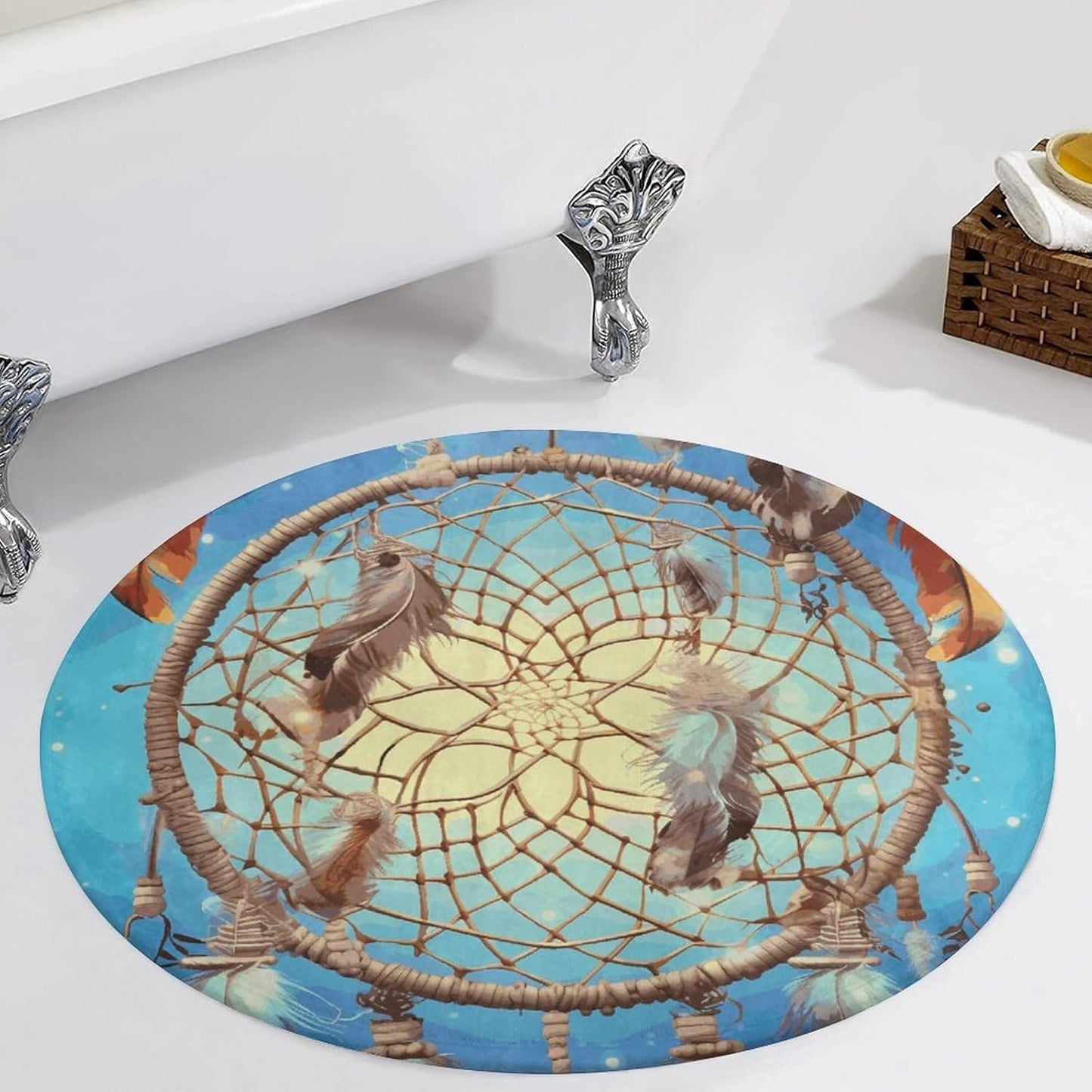 Catch Dream Net Circle Rug Retro Luxury Coral Velvet Floor Mat Non Slip Soft Indoor Floor Carpet Comfy Thickened Area Rugs Modern Aesthetic Minimalist Carpets for Home Decor