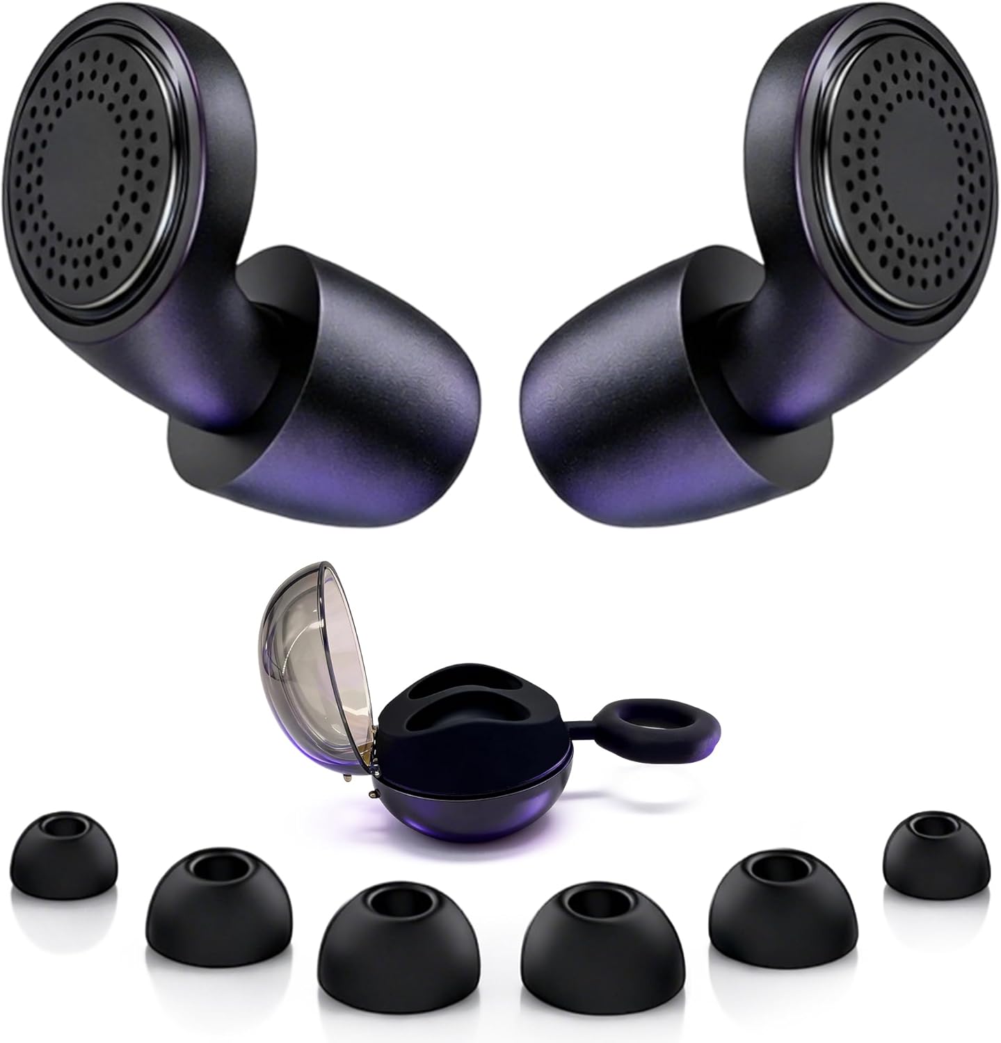 Ear Plugs for Noise Cancelling Reduction - with Cleaning Case Soft Silicone Noise Cancelling Ear Plug for Studying, Reading and Focus, Reusable with 8 Ear Tips (Black)