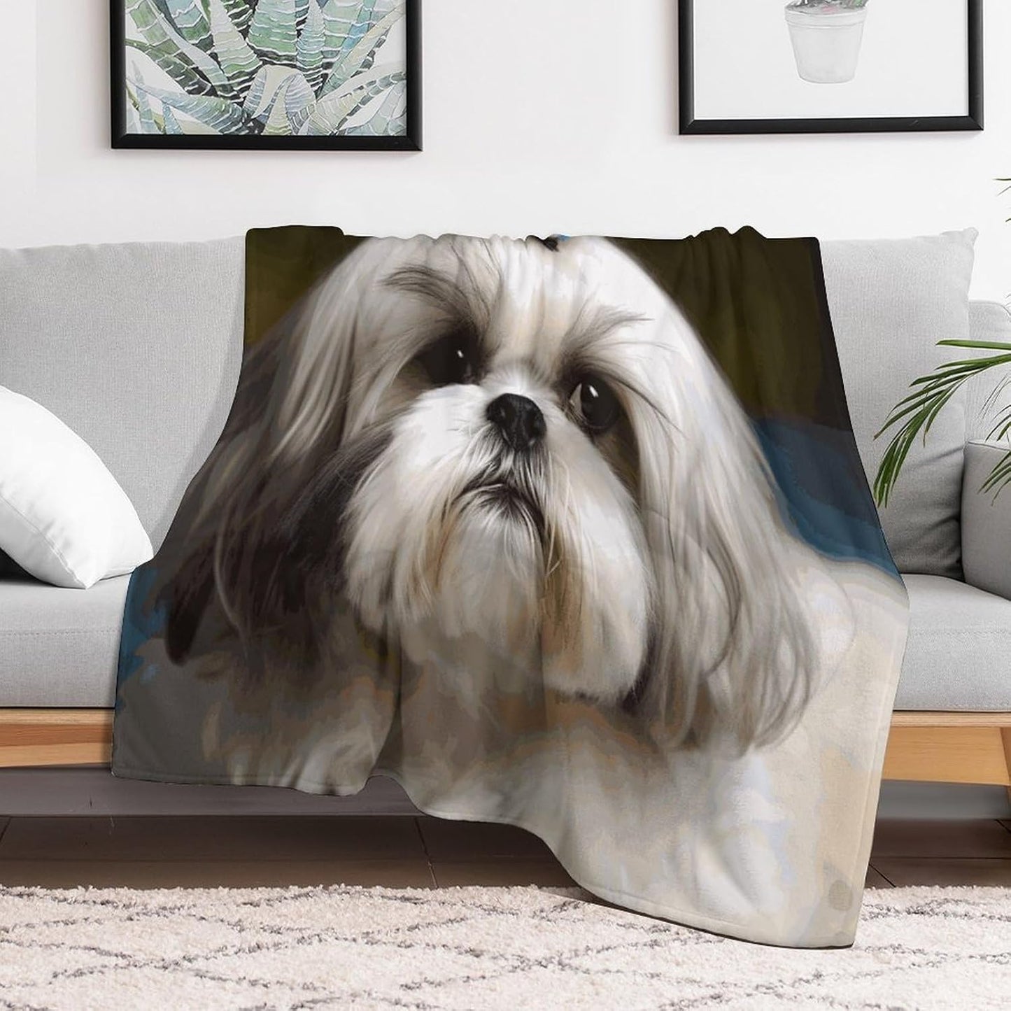 Shih Tzu Dog Blanket Super Soft Lightweight Throw Blanket Cute Cozy Warm Bed Blanket Decorative Fuzzy Blanket All-Season Home Decor Gift for Sofa Couch Living Room 60"*80"（150 * 200cm）