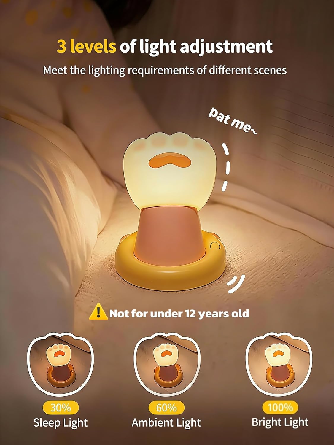 Night Light for Kids, Magnetic Wall Light, Bedside Touch Lamp, Funny Dimmable Silicone Nightlight, Funny Gifts for Women Men Family Friends Neighbors, Kitchen Office Room Decor(Cat Claw)