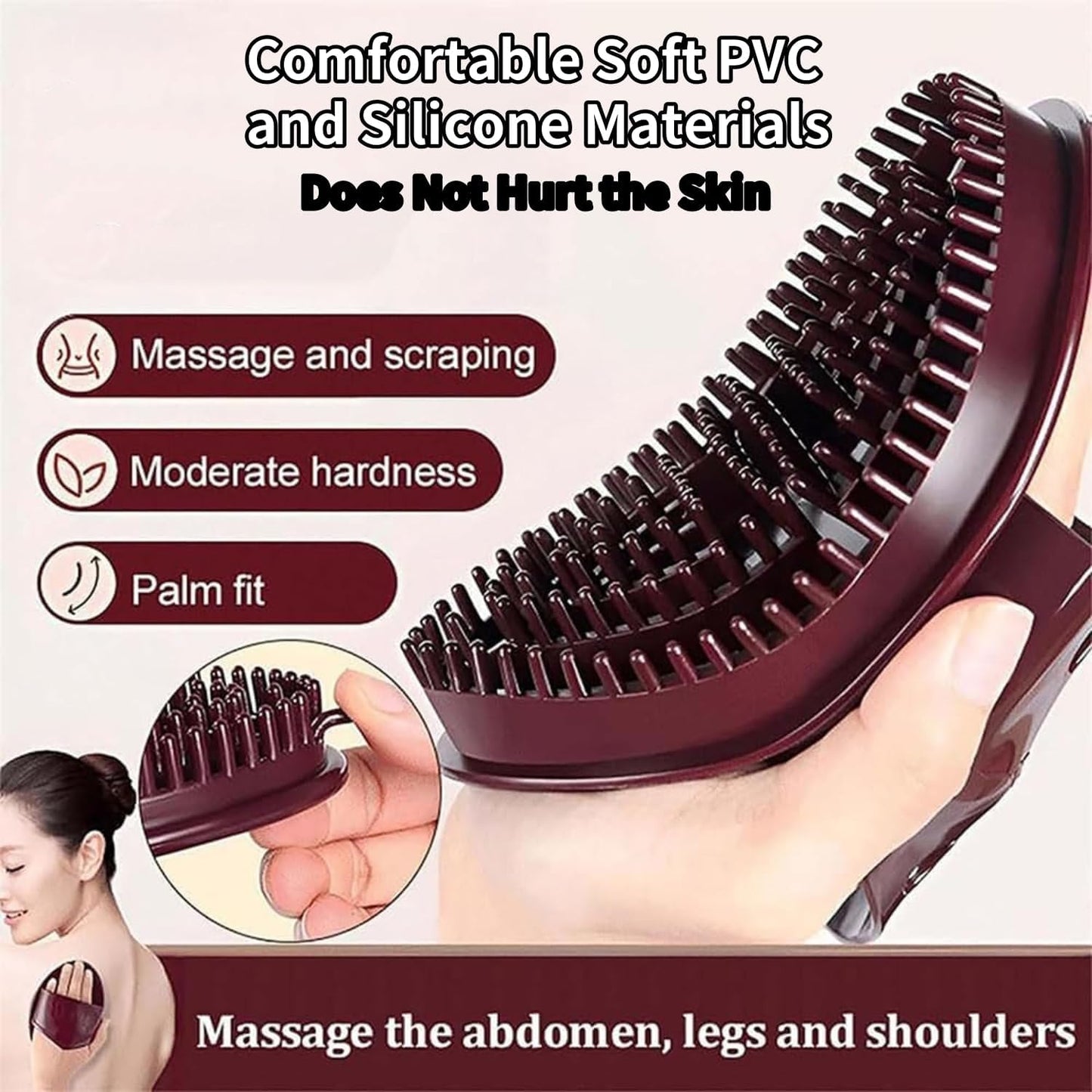 Meridian Pressure Brush Body Relaxation Massage Comb Essential Oil Brush Body Scrubber Bath Body Brushes SPA Massager Device, for Meridian Scalp Full Body Relaxation Massage (2 Pcs) (Brown)